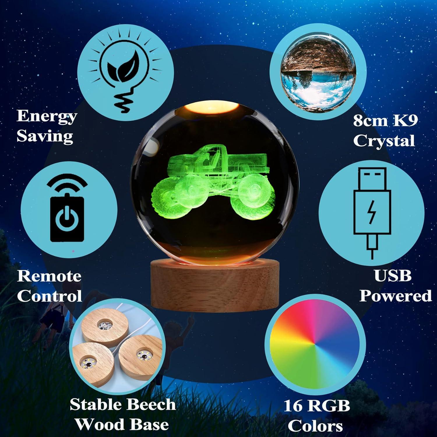 Luz Nocturna 3D Camión Monstruo Zhongshan 8 cm Control Remoto