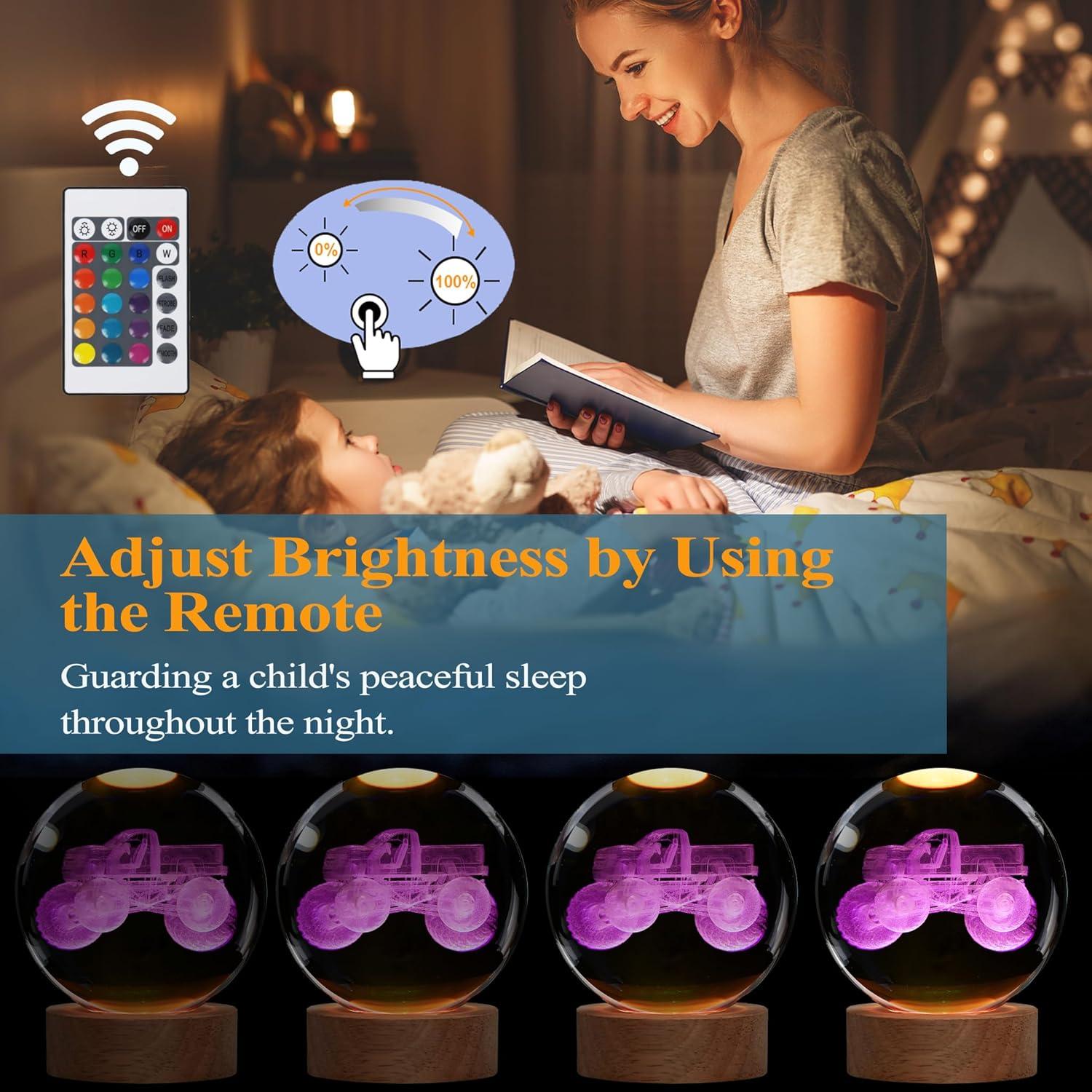 Luz Nocturna 3D Camión Monstruo Zhongshan 8 cm Control Remoto