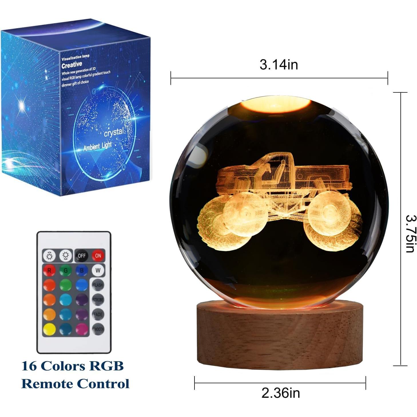 Luz Nocturna 3D Camión Monstruo Zhongshan 8 cm Control Remoto