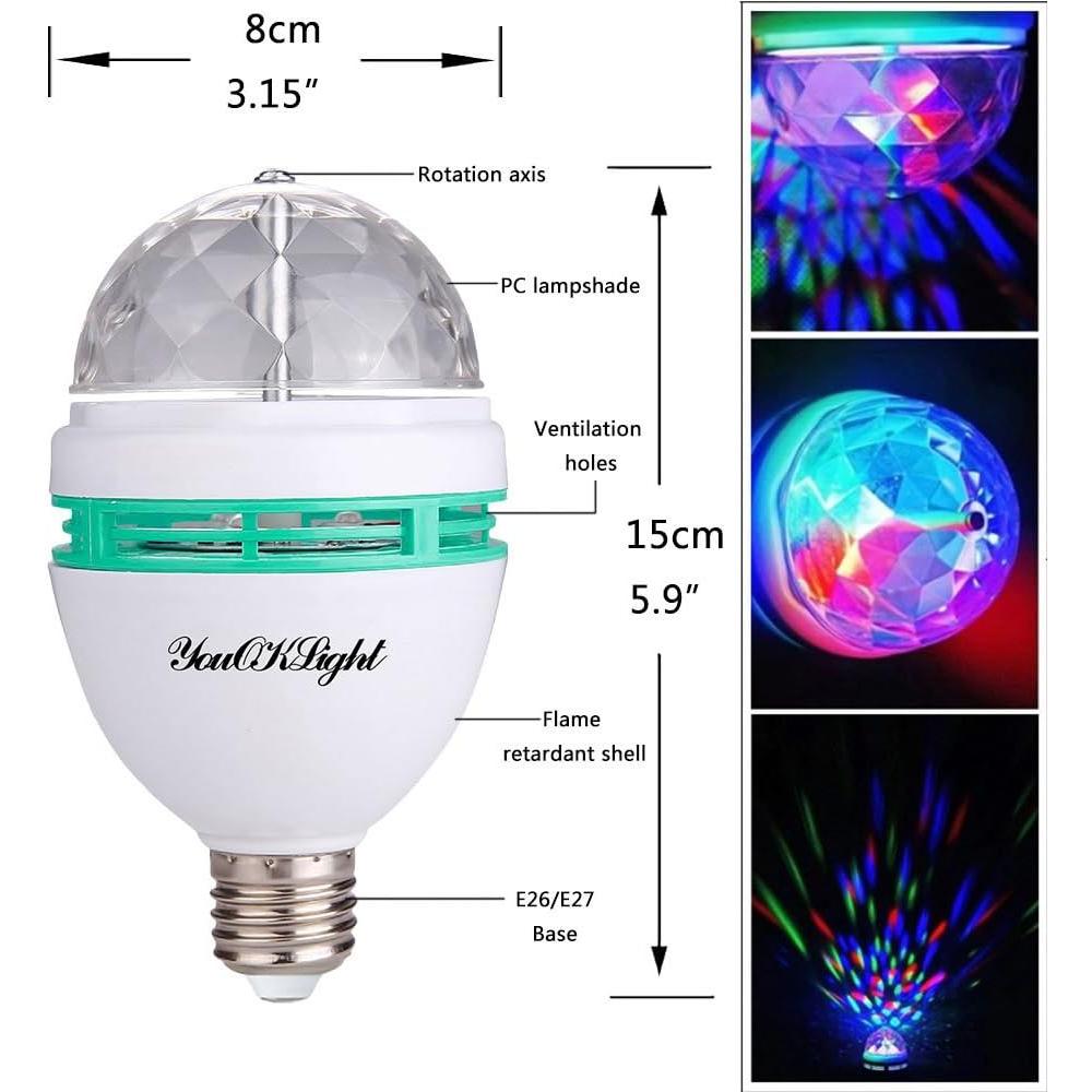 YouOKLight 3-Pack Lámpara LED Estroboscópica E26 RGB 3W