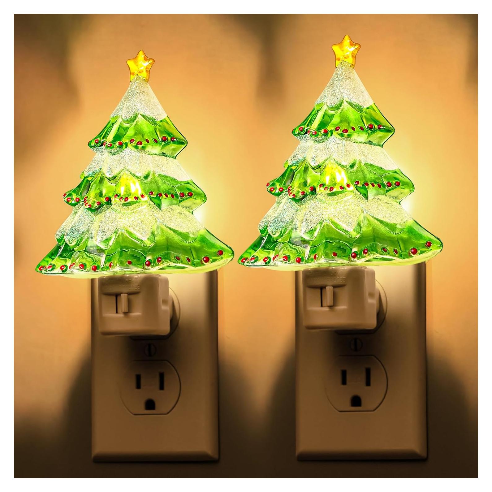 Luz Nocturna Enchufable DORESshop Árbol de Navidad 3000K - Paquete de 2