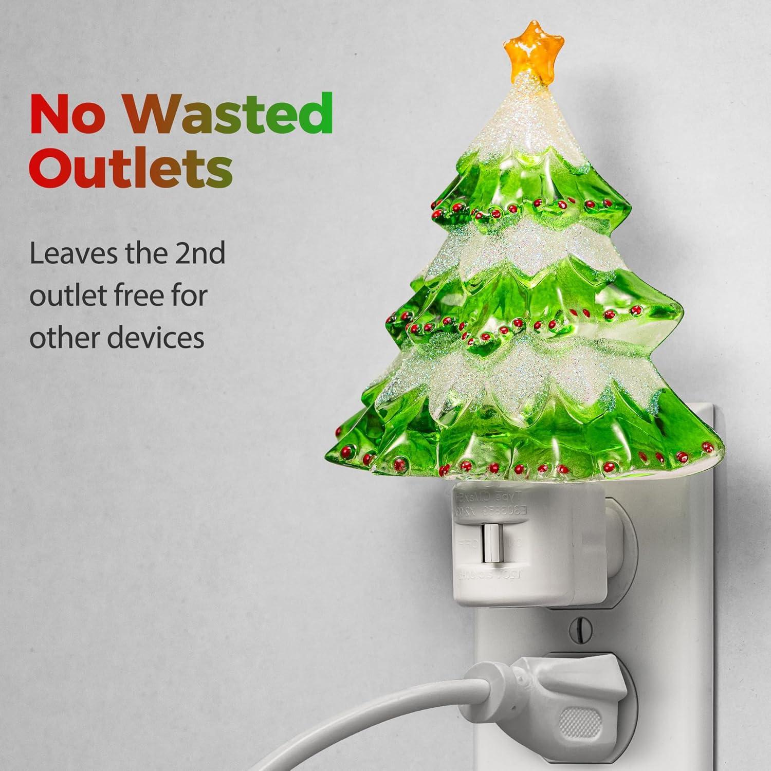 Luz Nocturna Enchufable DORESshop Árbol de Navidad 3000K - Paquete de 2