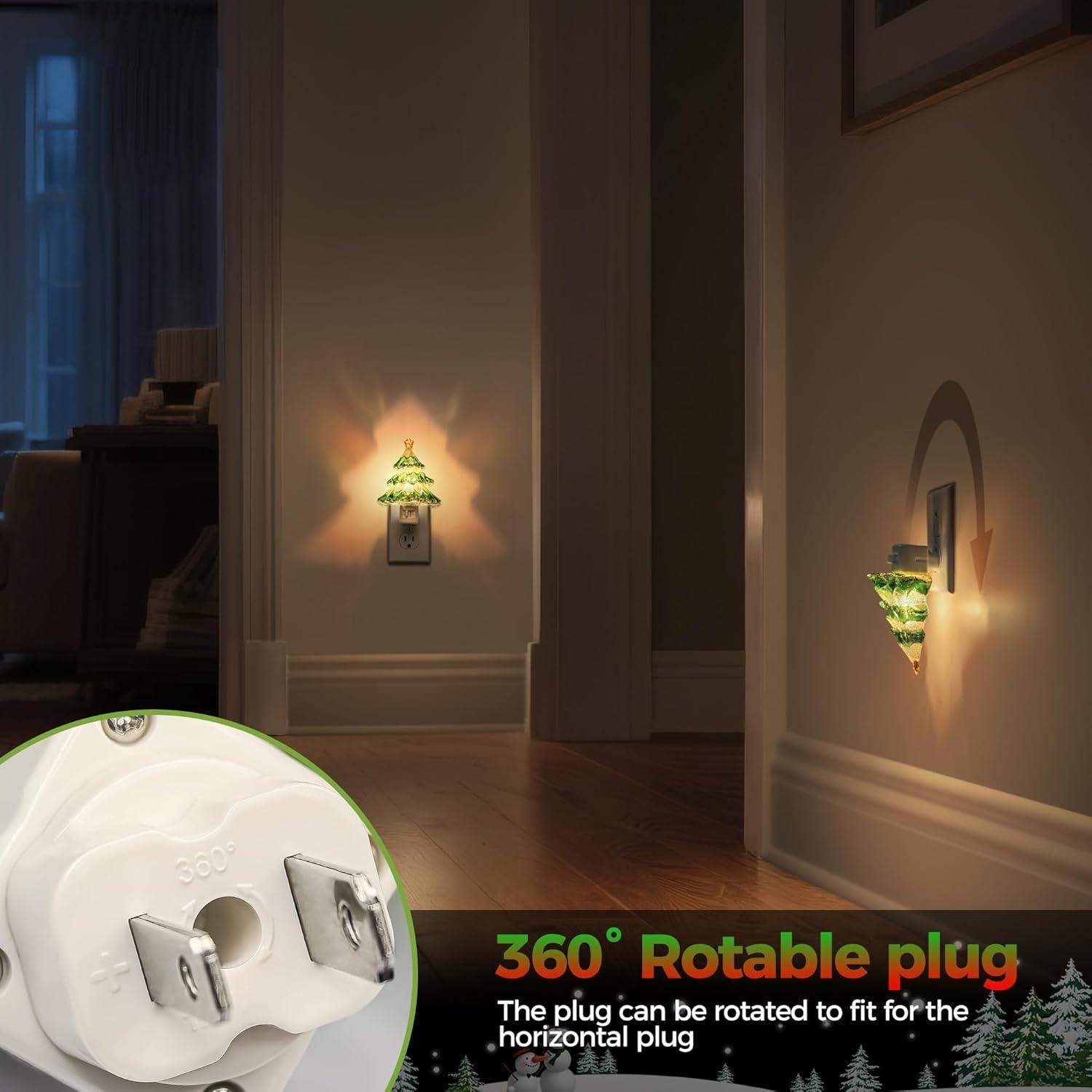 Luz Nocturna Enchufable DORESshop Árbol de Navidad 3000K - Paquete de 2