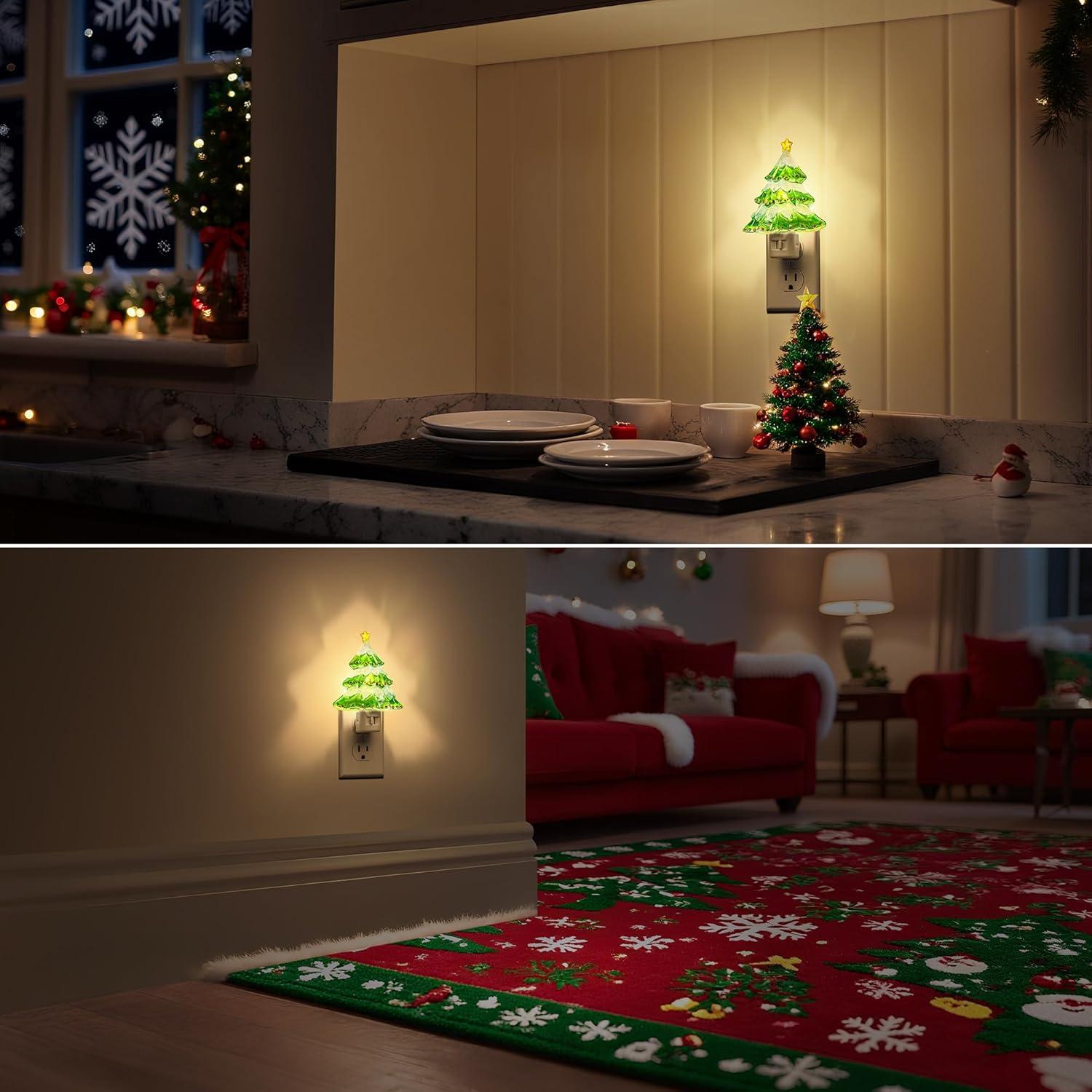 Luz Nocturna Enchufable DORESshop Árbol de Navidad 3000K - Paquete de 2