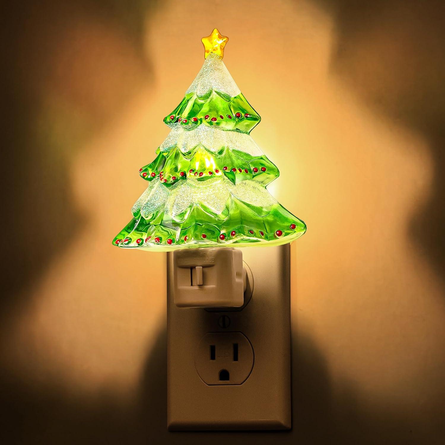 Luz Nocturna Enchufable DORESshop Árbol de Navidad 3000K - Paquete de 2