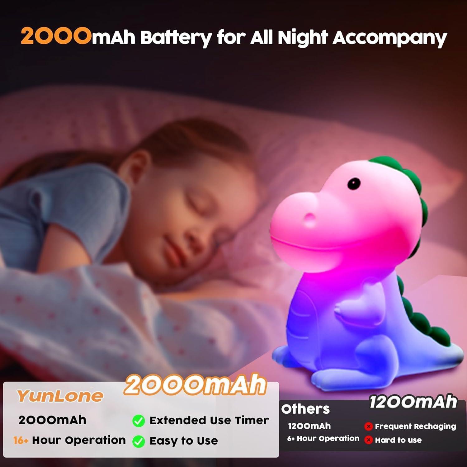 Luz Nocturna Dinosaurio YunLone Recargable 2000mAh 7 Colores