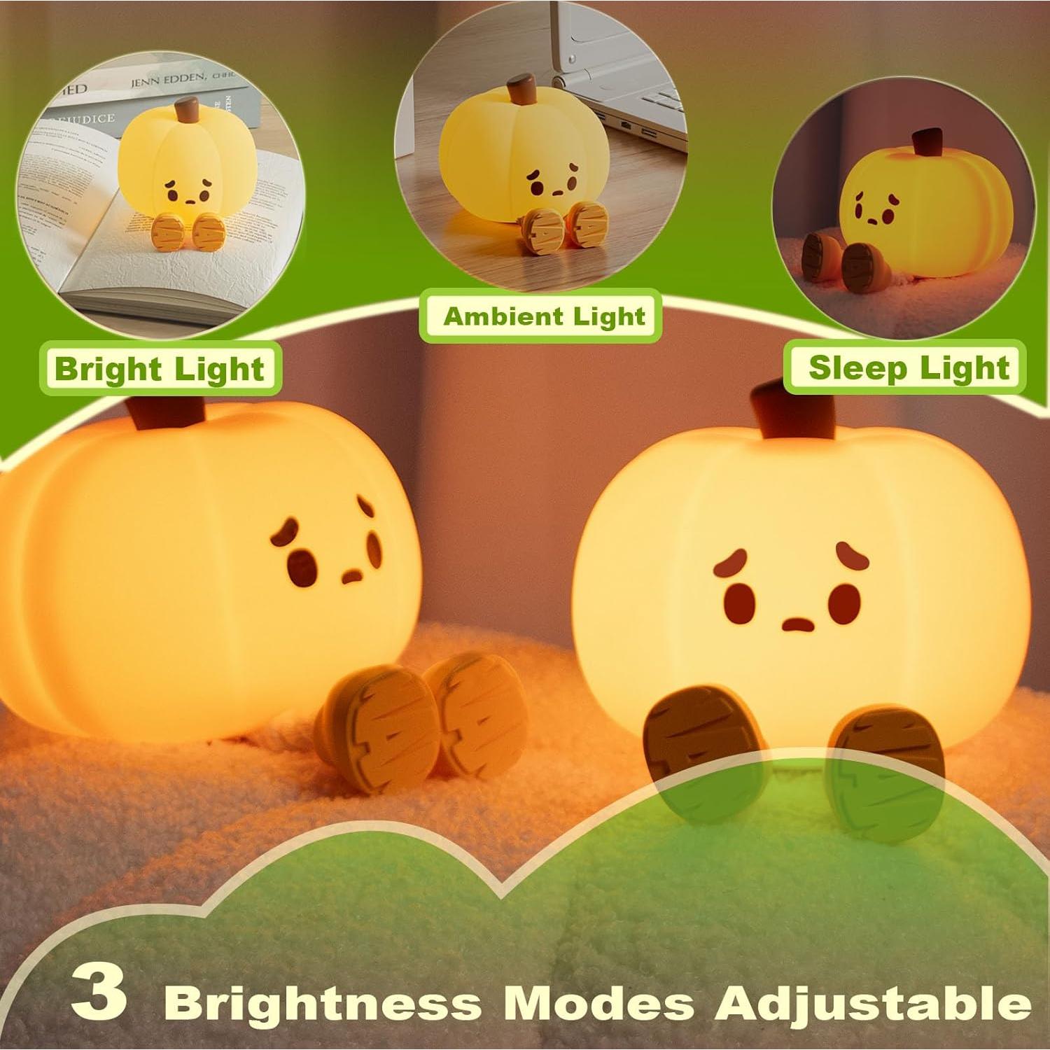 Lámpara Nocturna Calabaza LED Kawaii Recargable 30 Minutos