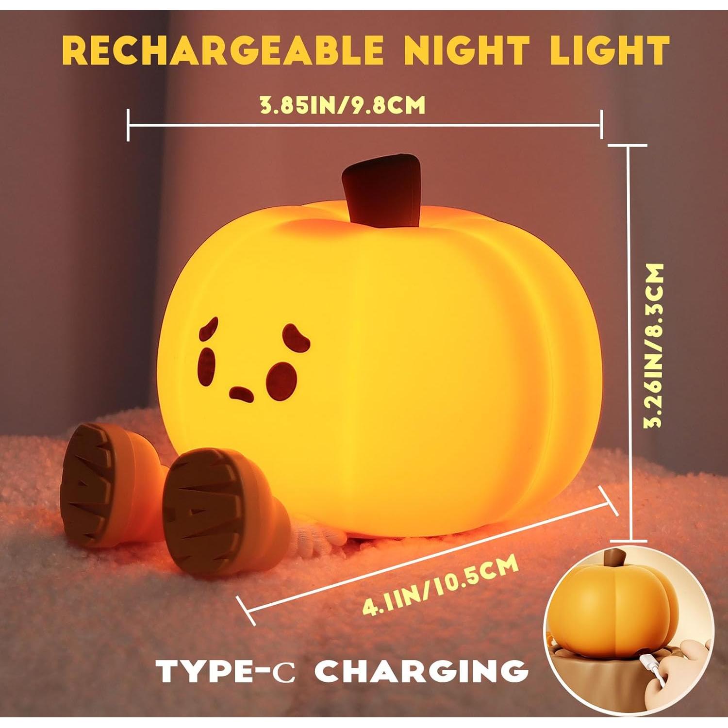 Lámpara Nocturna Calabaza LED Kawaii Recargable 30 Minutos