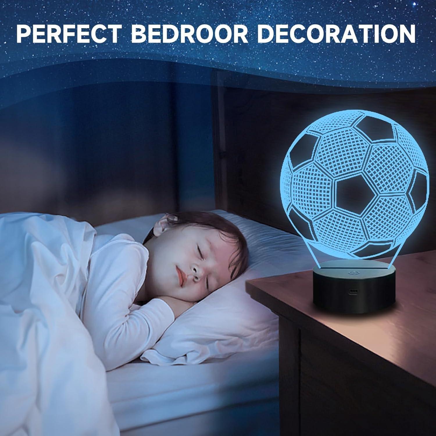 Lámpara de Noche 3D de Fútbol Lilampts, 16 Colores, Control Remoto