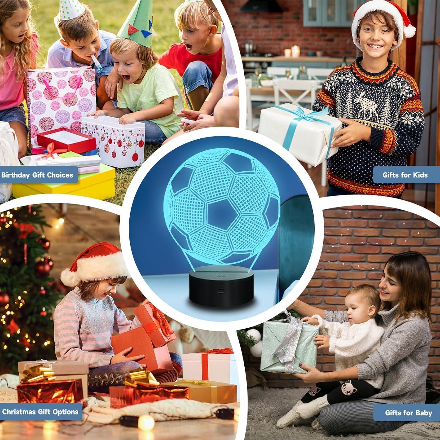 Lámpara de Noche 3D de Fútbol Lilampts, 16 Colores, Control Remoto