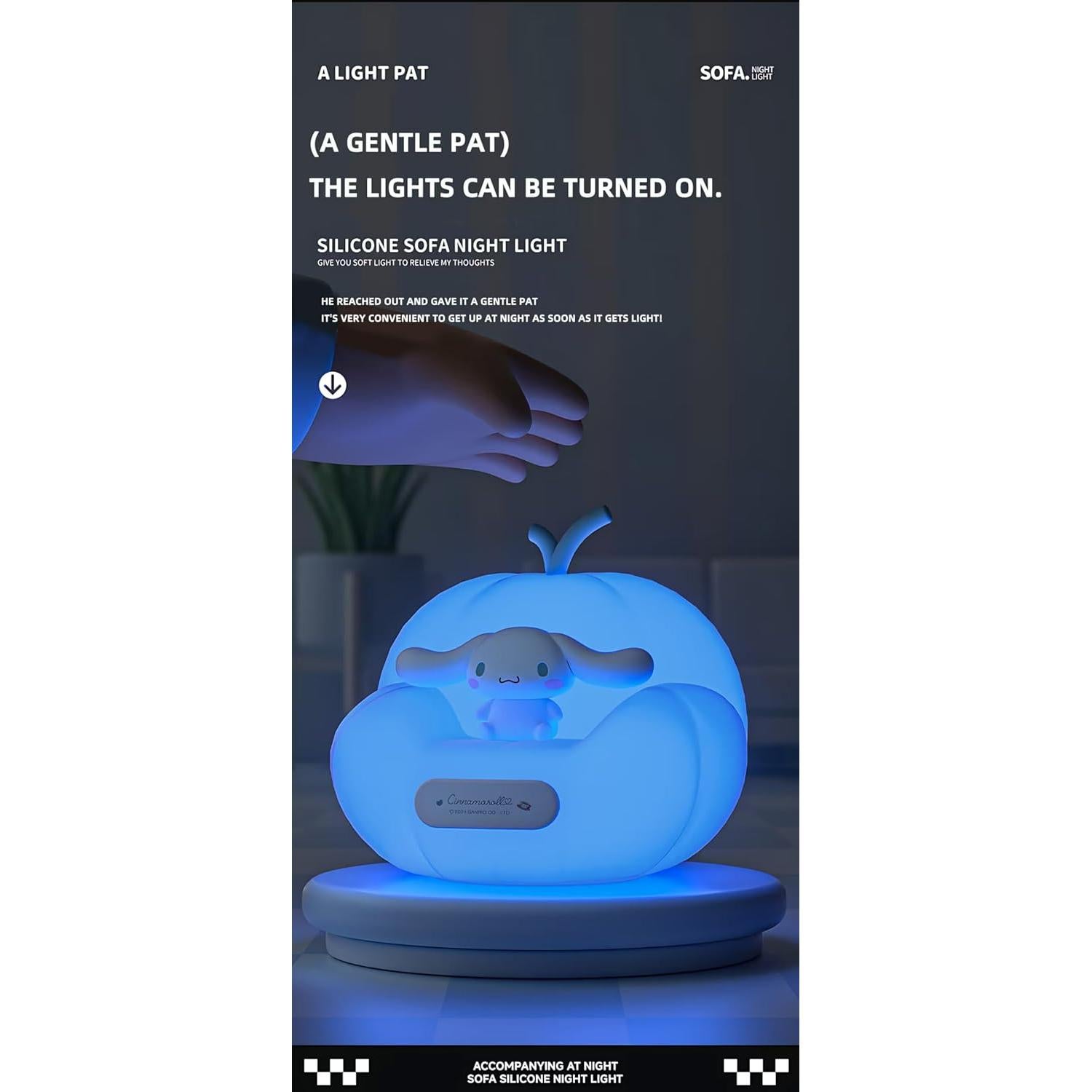 Luz Nocturna Dimmable Kuromi de Silicona para Niños 1200mAh