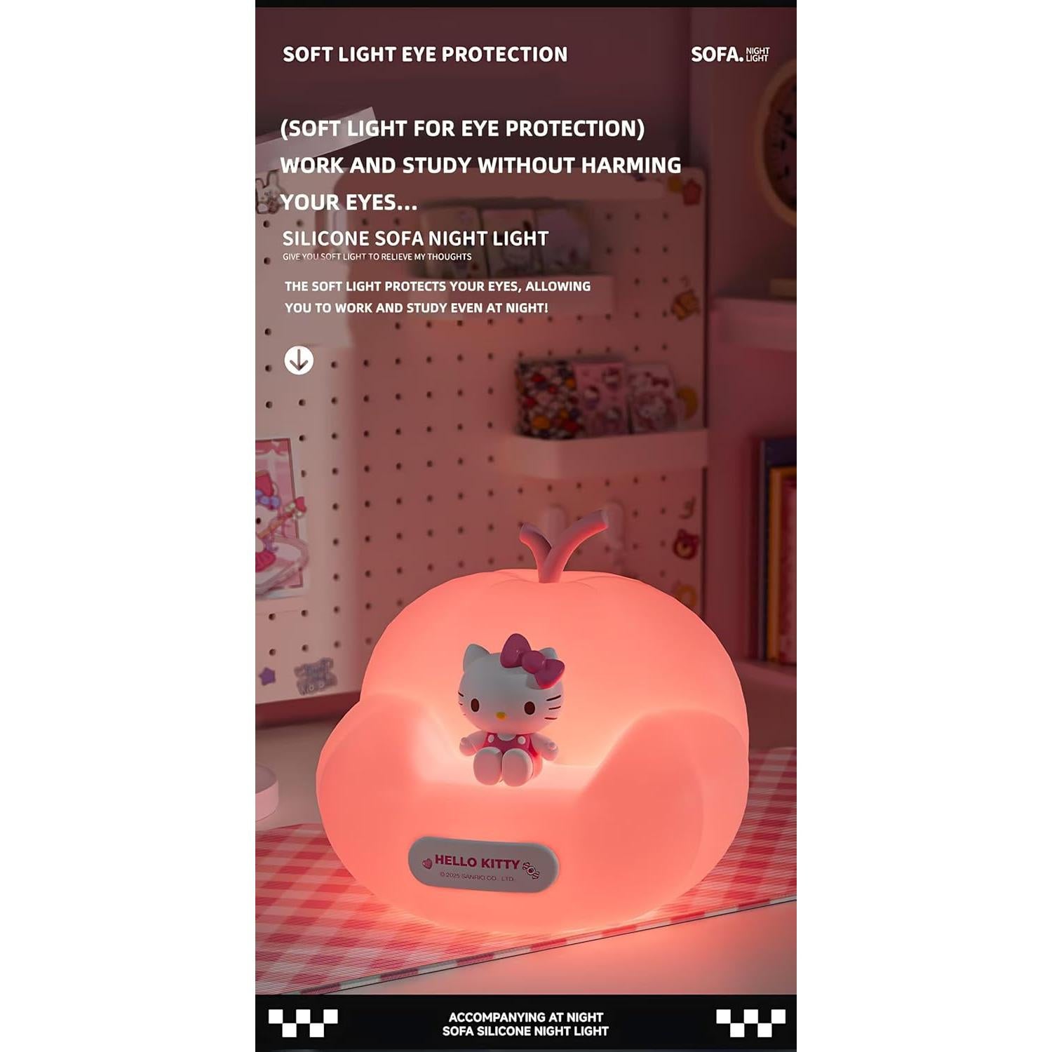 Luz Nocturna Dimmable Kuromi de Silicona para Niños 1200mAh
