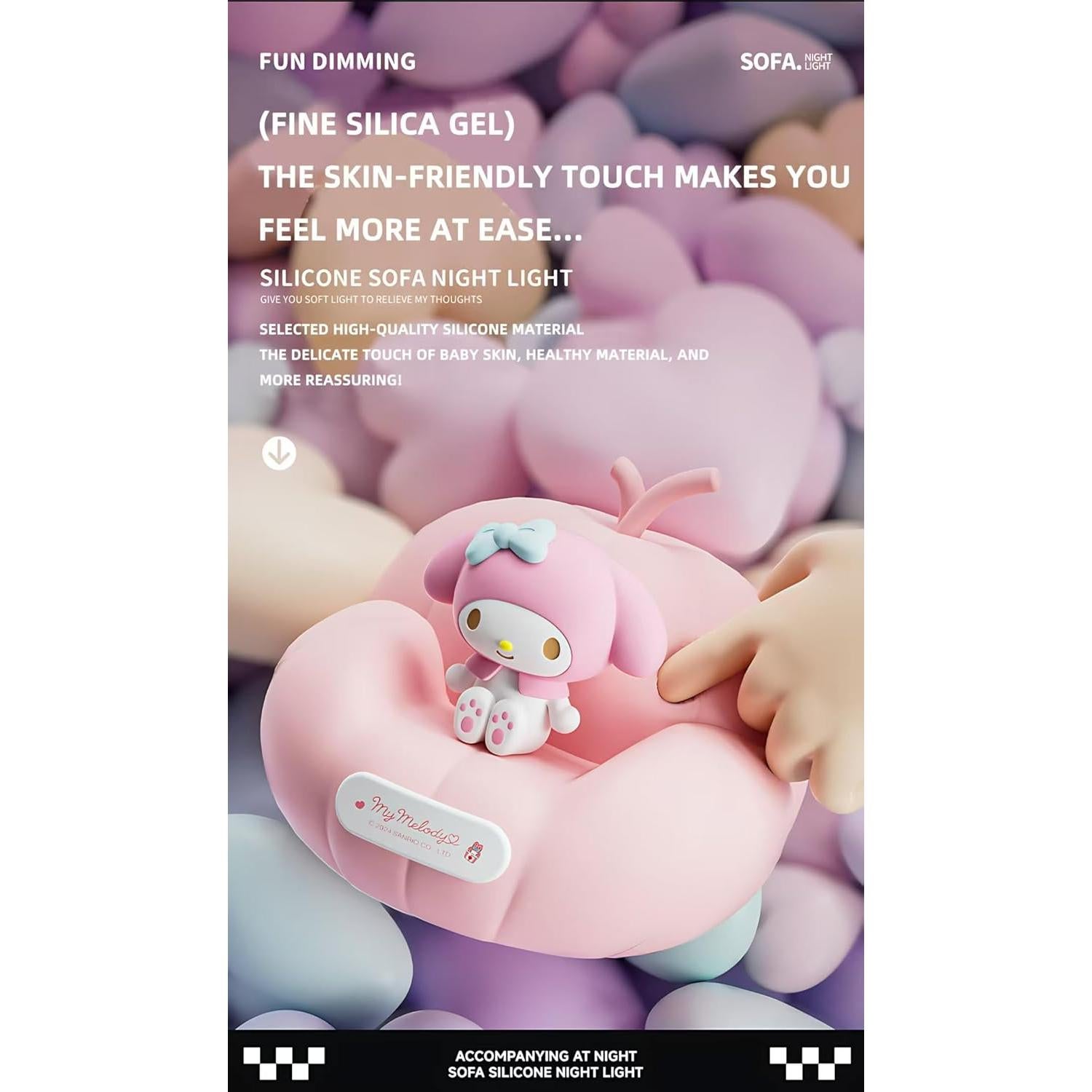 Luz Nocturna Dimmable Kuromi de Silicona para Niños 1200mAh