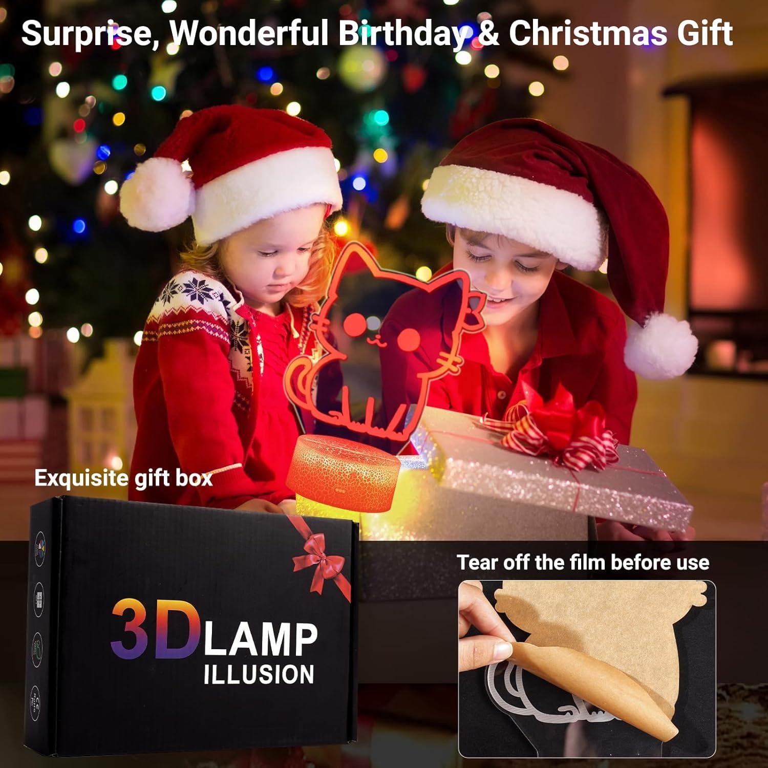 Luz Nocturna 3D Glowix, Lámpara Táctil 16 Colores Regulable