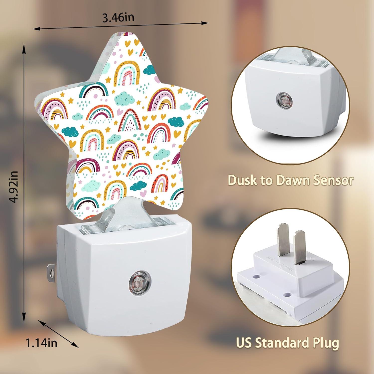Luz Nocturna Enchufable Losthll Arcoíris Corazón Estrella