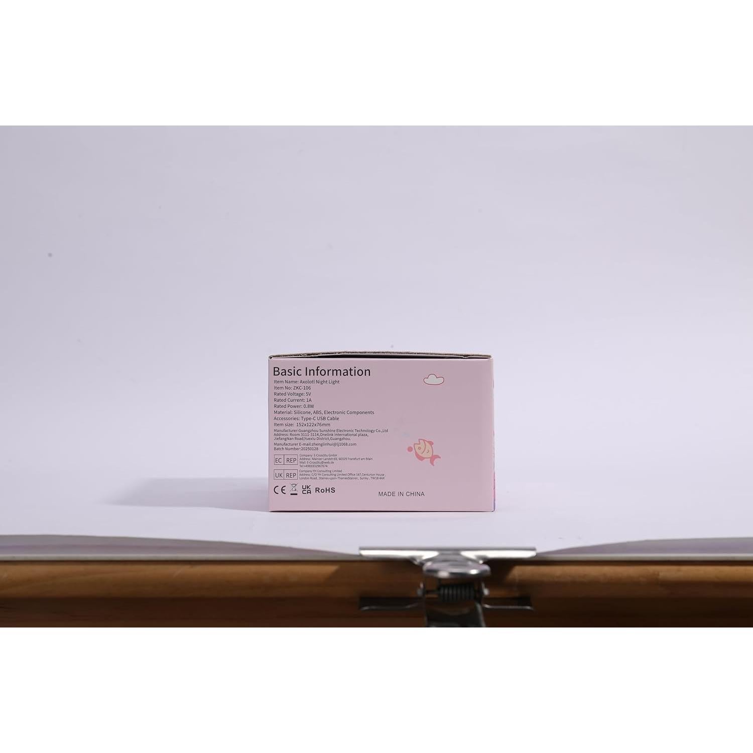 Luz Nocturna Axolote LOVERUIS Recargable 10cm Colorida