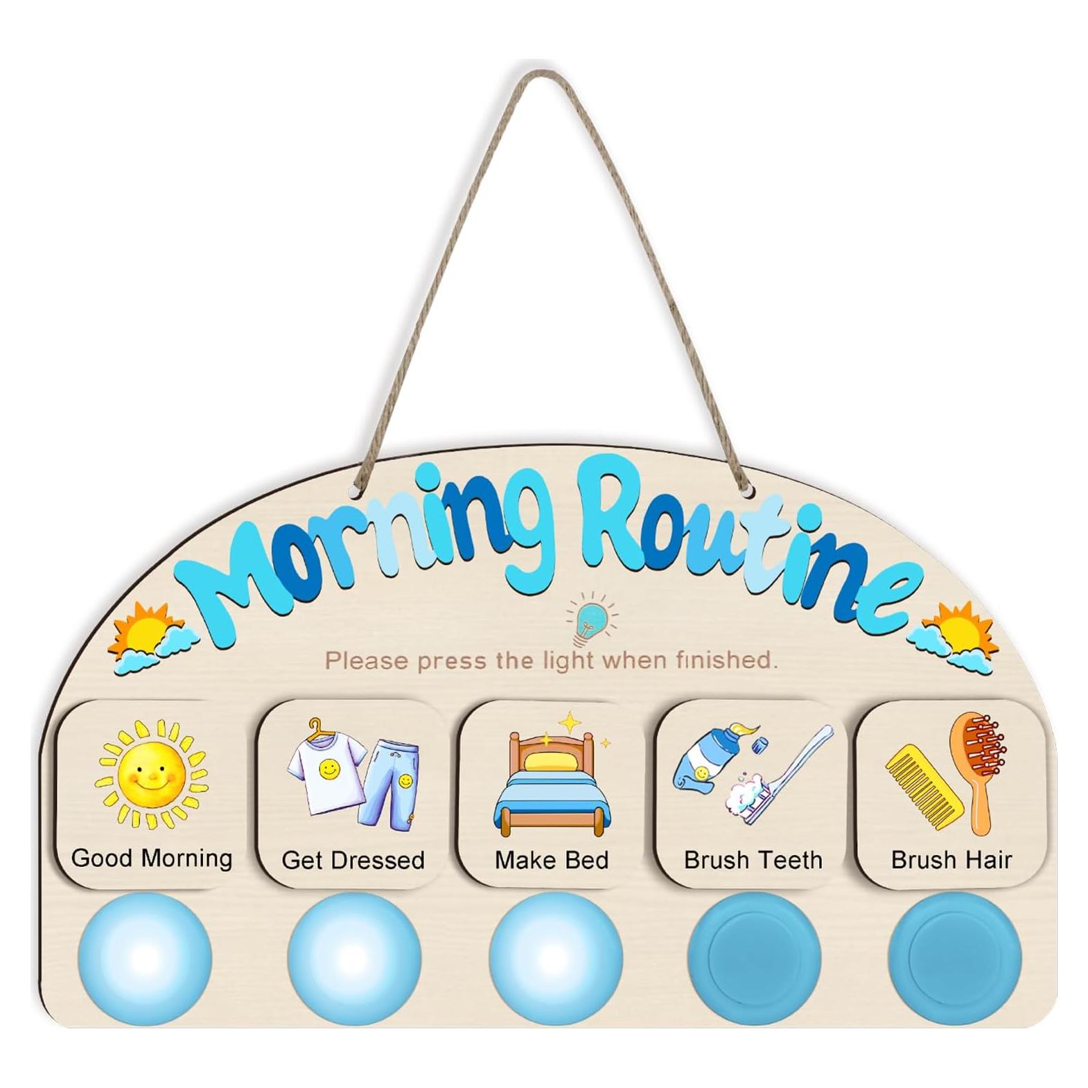 Tabla de Rutina Matutina AINBIN para Niños con 5 Luces Táctiles