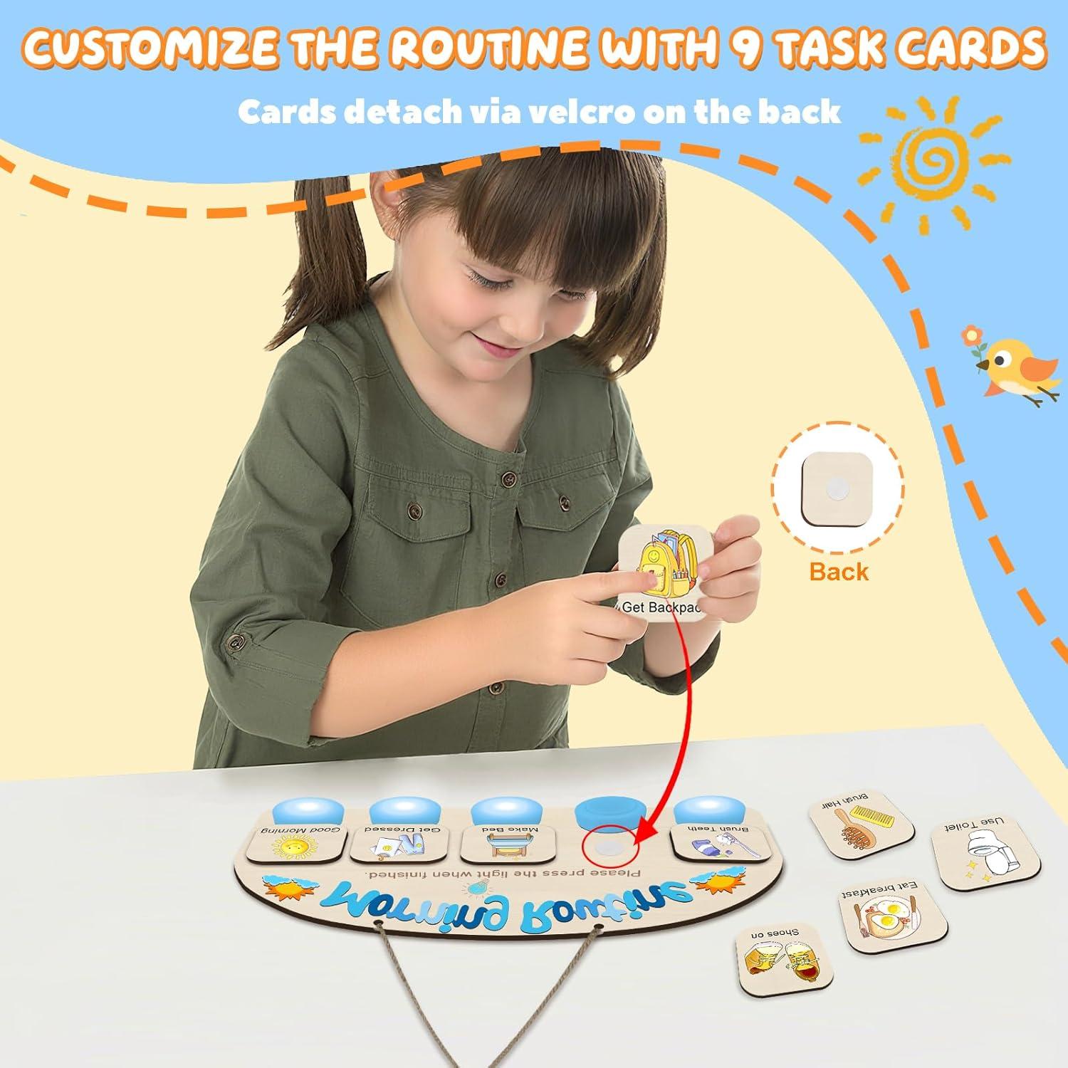 Tabla de Rutina Matutina AINBIN para Niños con 5 Luces Táctiles