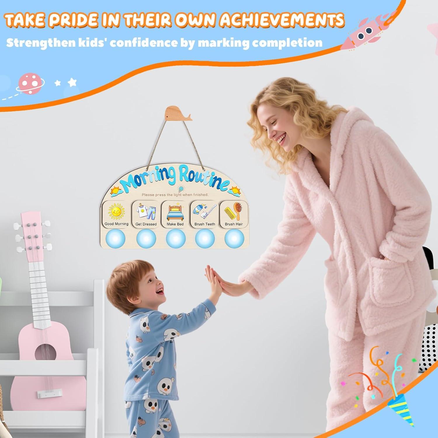 Tabla de Rutina Matutina AINBIN para Niños con 5 Luces Táctiles