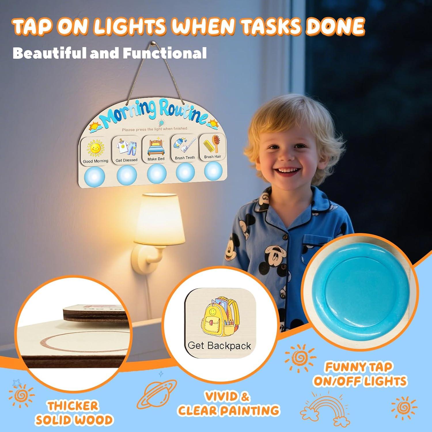 Tabla de Rutina Matutina AINBIN para Niños con 5 Luces Táctiles