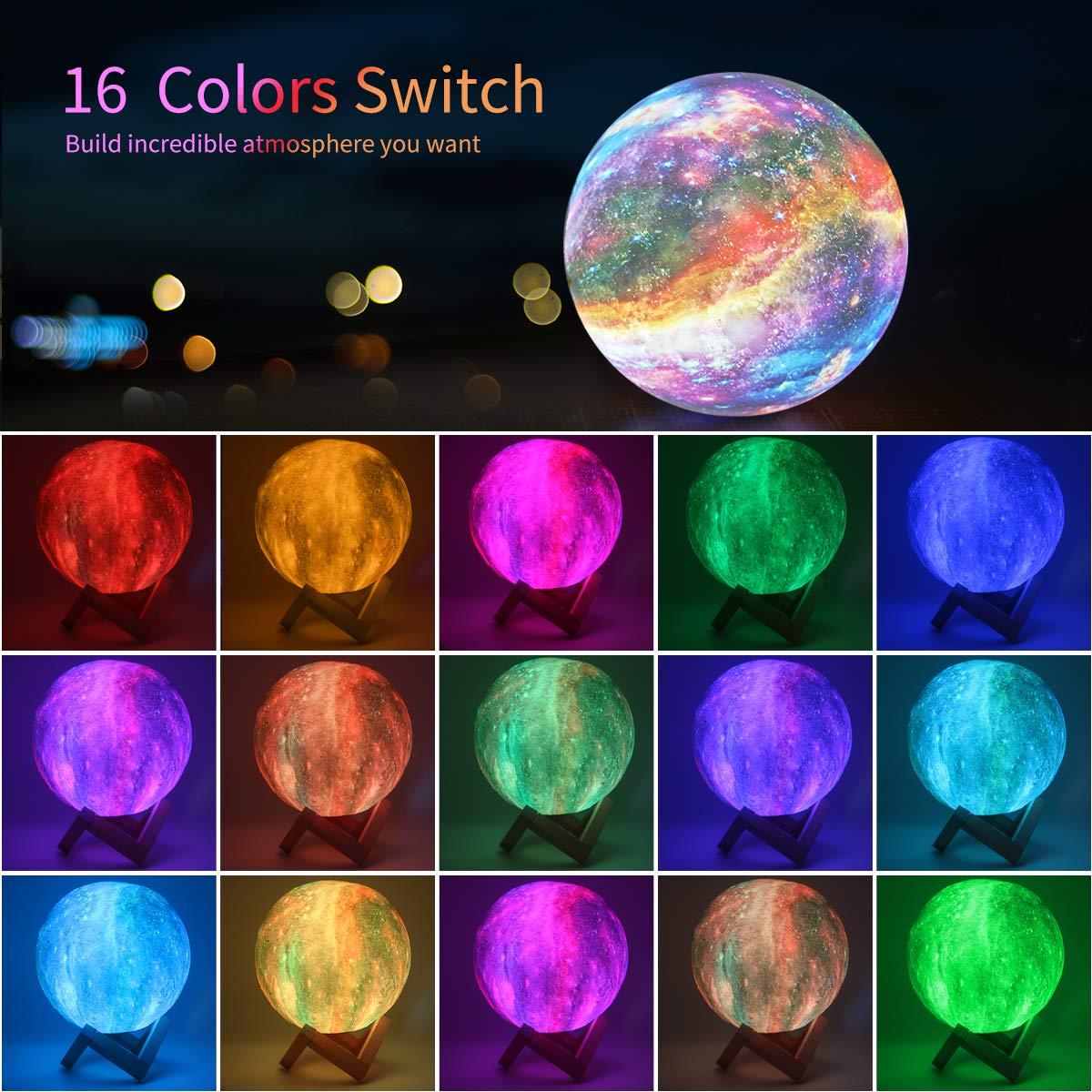 Lámpara Nocturna LED GDPETS Luna 12.2 cm 16 Colores Control Remoto