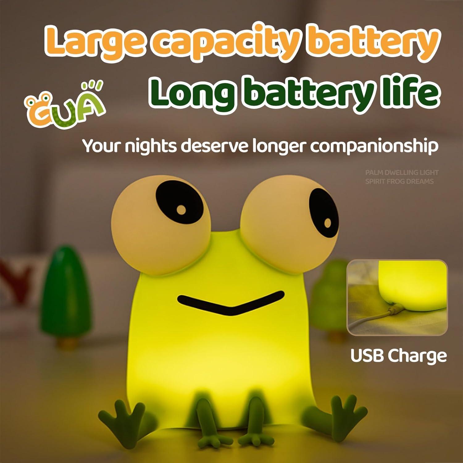 Luz Nocturna de Rana Silicona Regulable Recargable 10cm