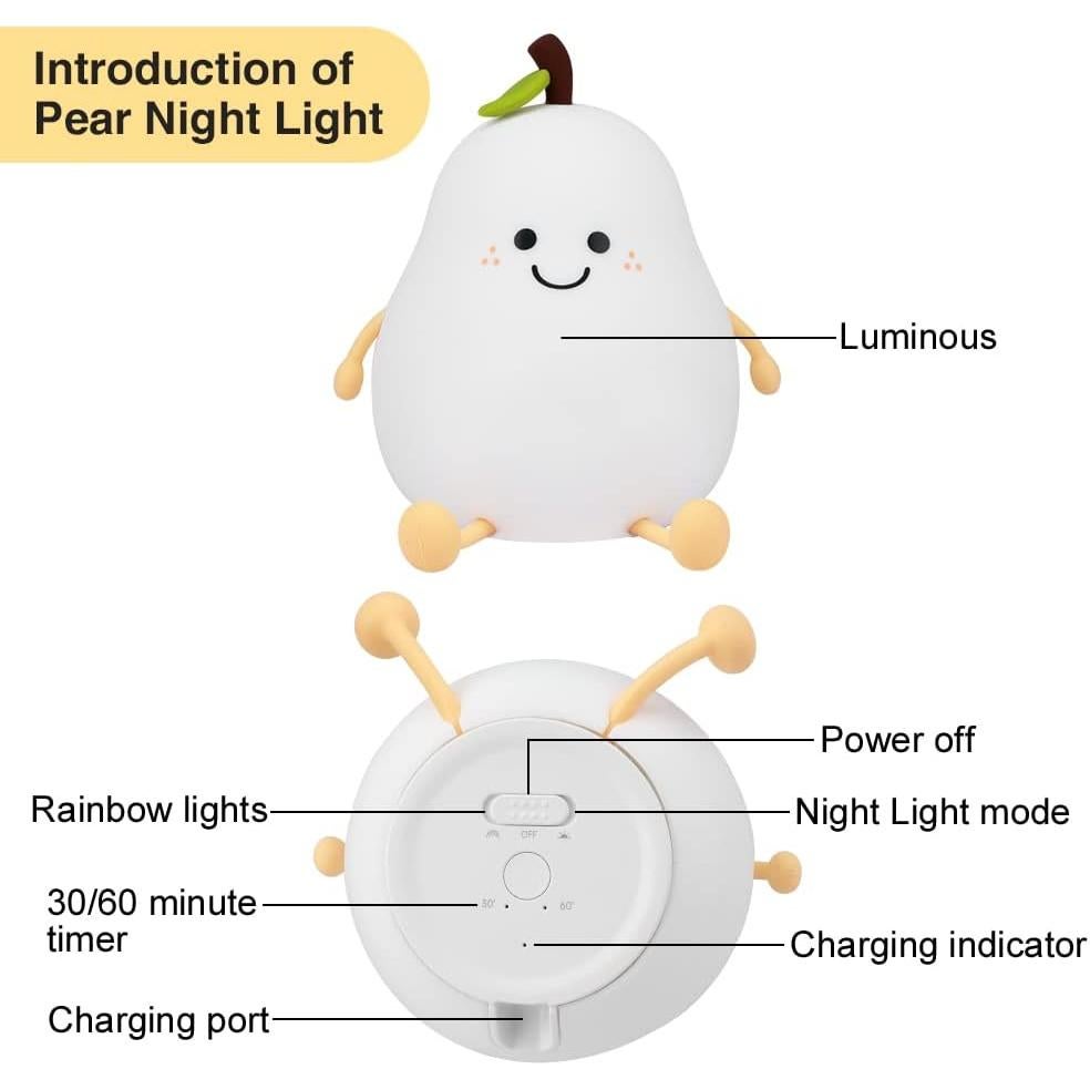 Lámpara Nocturna USB Recargable LVOERTUIG Pera Multicolor 14x12 cm