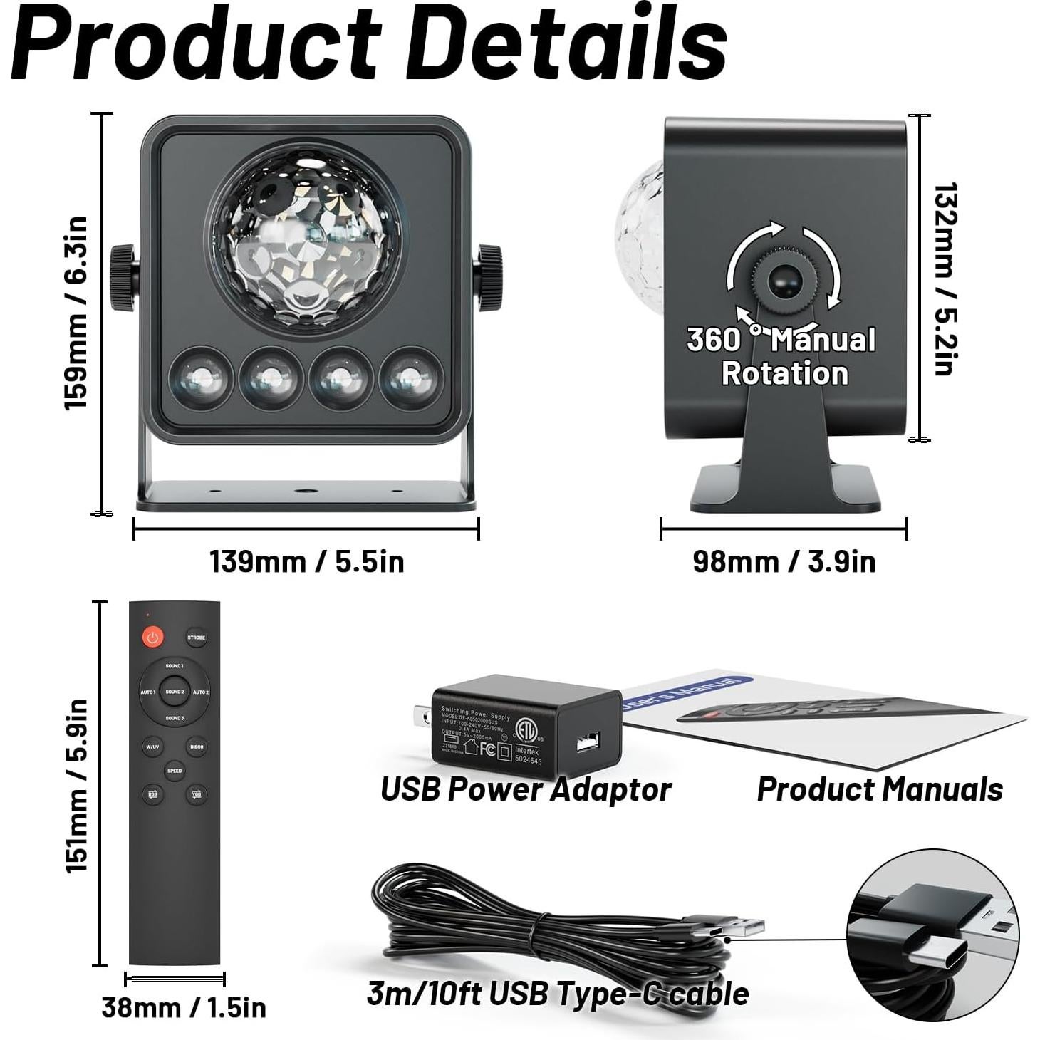 Luz de Fiesta LED Proyector RGB UV Shenzhen L-12S 16.5cm