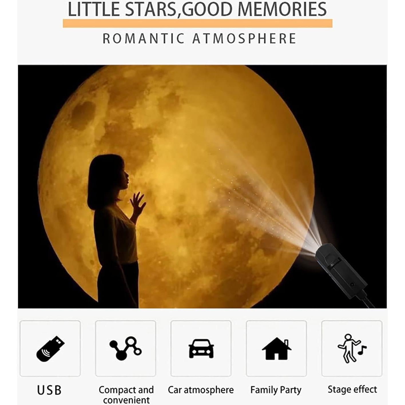 Lámpara Proyector Luna Astronauta YOWOCAL USB 360° 15cm