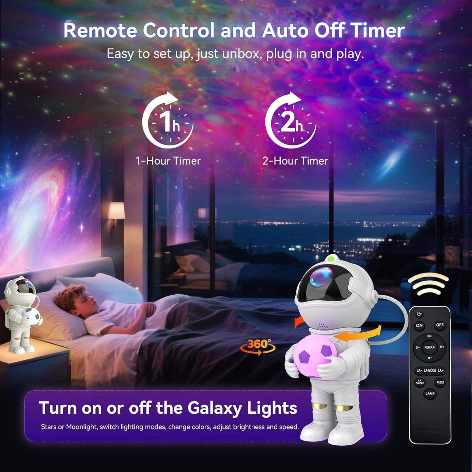 Proyector de Estrellas YLQ Astronauta con Control Remoto 19.6cm