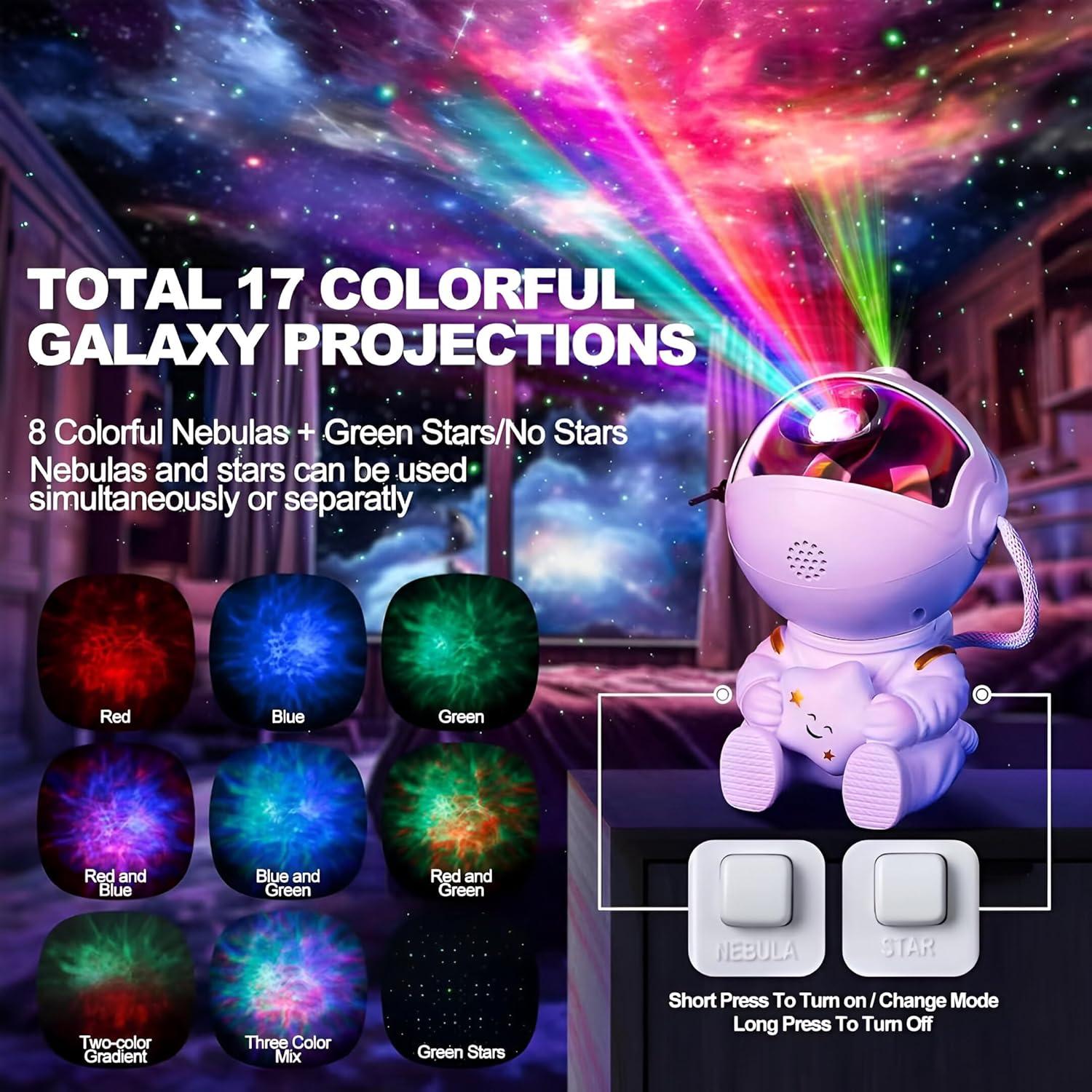 Proyector Galáctico Astronauta - Luz Nocturna 8 Colores