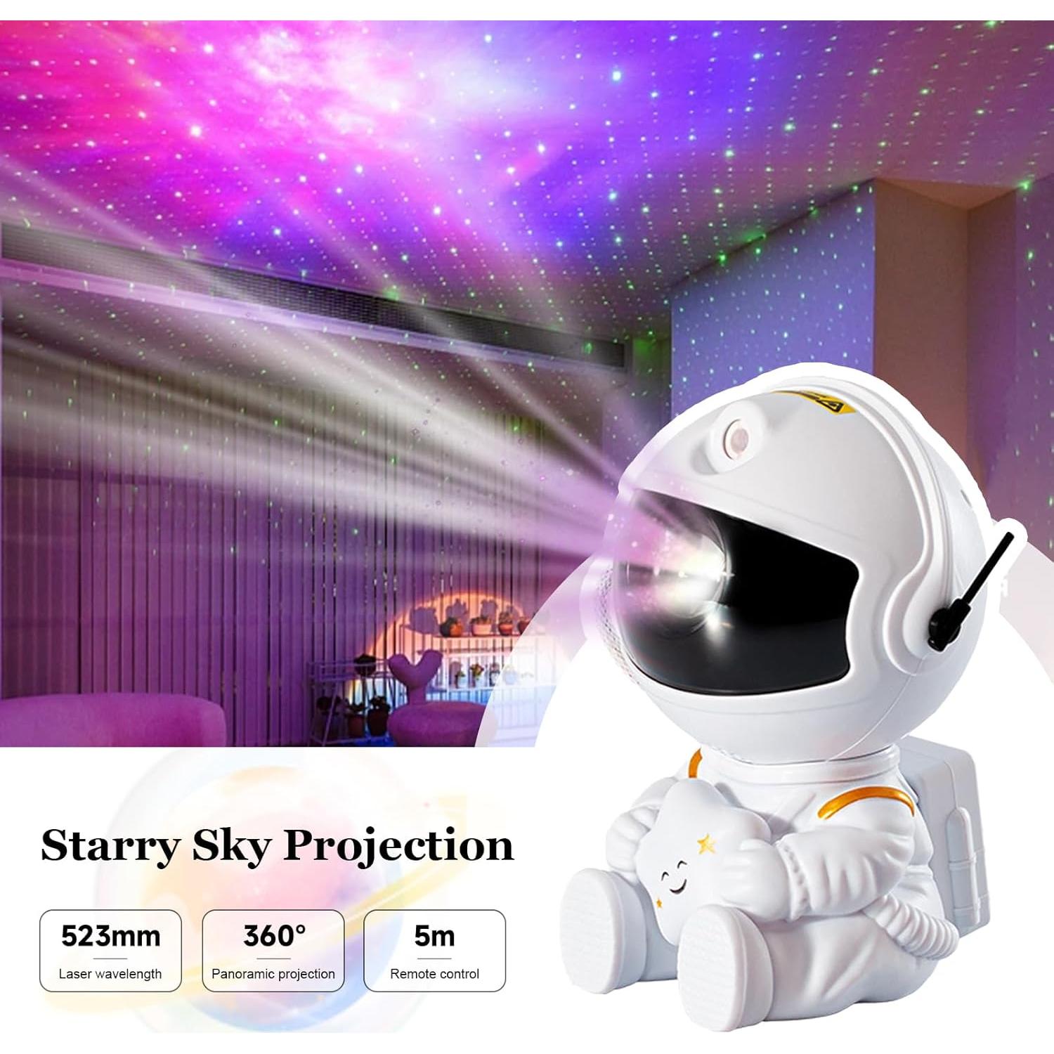 Proyector Galáctico WEMAR Astronauta 8 Modos Luz Nebulosa
