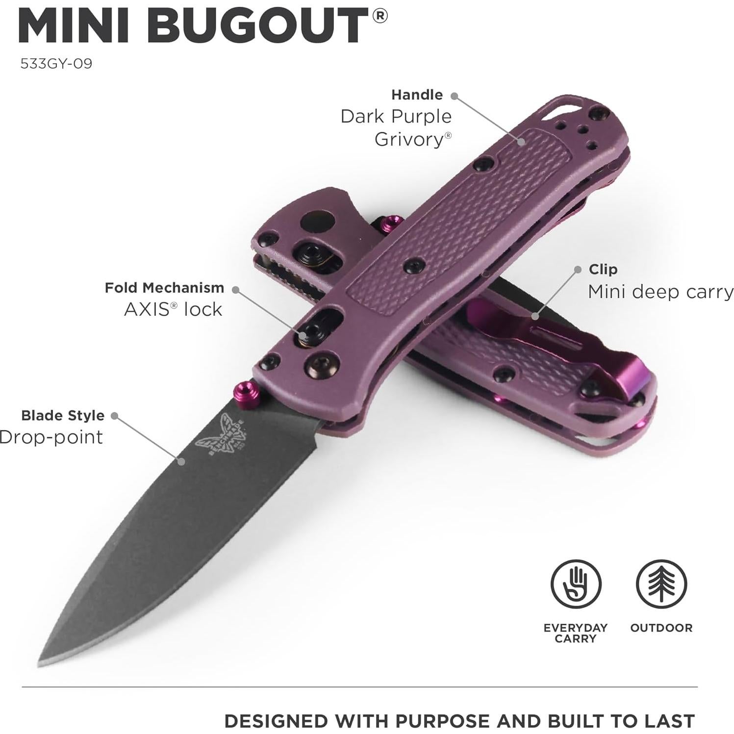 Cuchillo Plegable Benchmade Mini Bugout 533GY-09 Grivory Verde