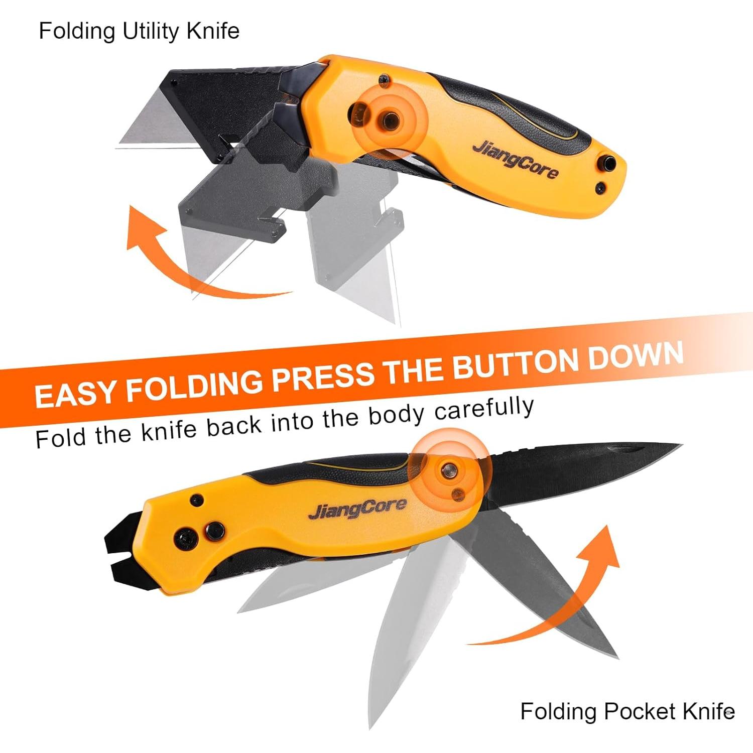 Cuchillo Utility Plegable JiangCore con Palanca y 2 Cuchillas SK5