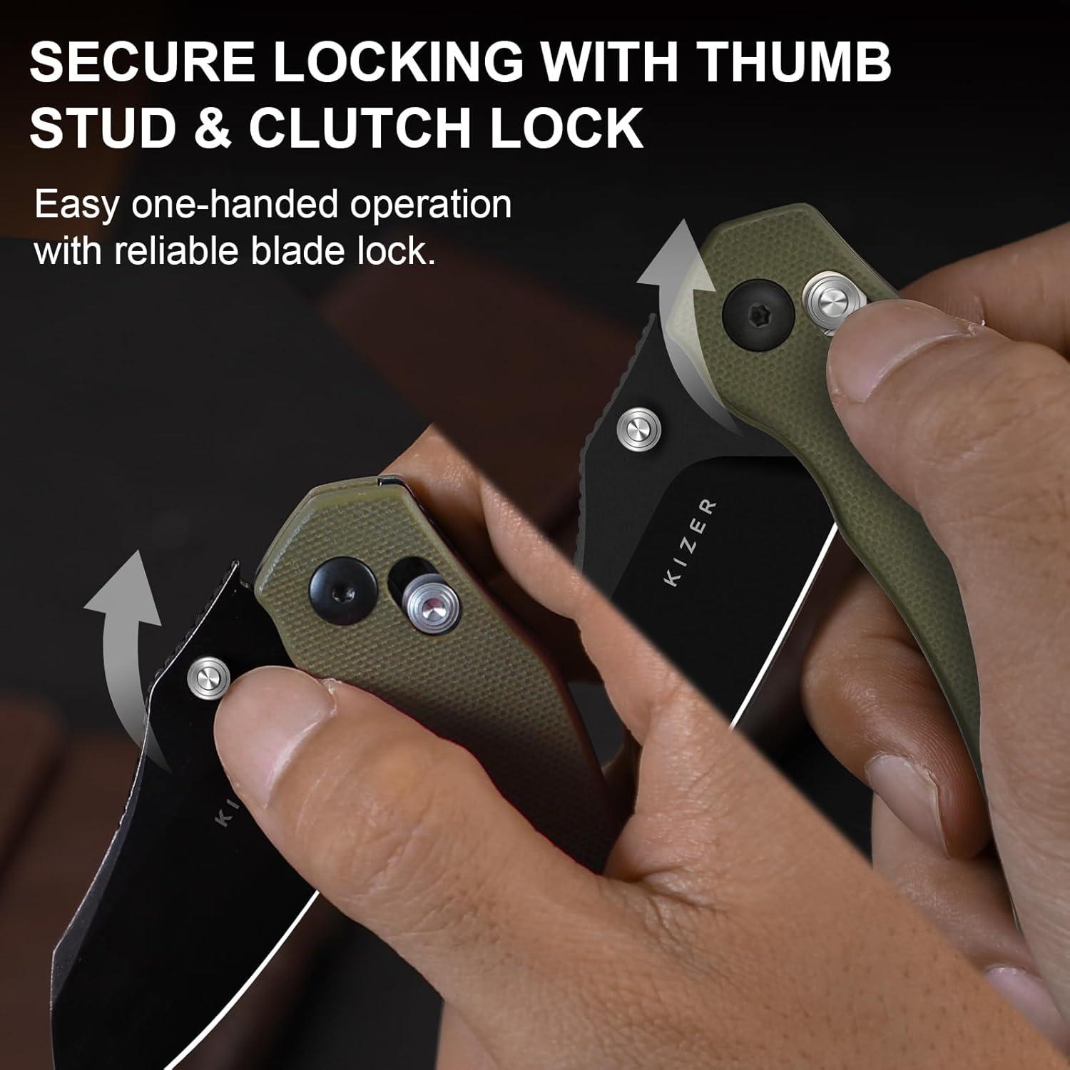 Cuchillo de bolsillo Kizer Mini Bulldog D2 15.7cm EDC Verde