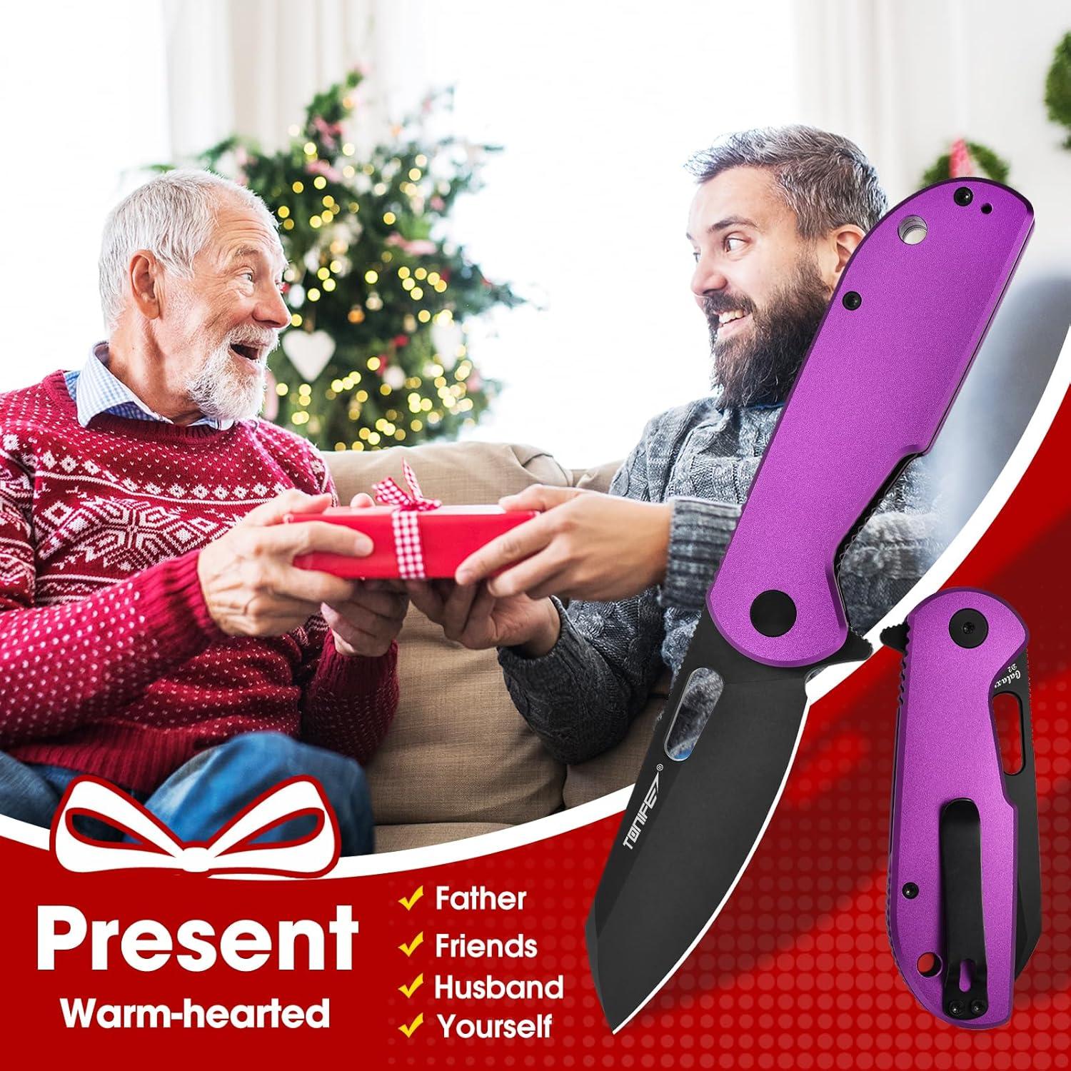 Cuchillo Plegable EDC TONIFE Mini Galaxy Hoja Acero D2 Púrpura