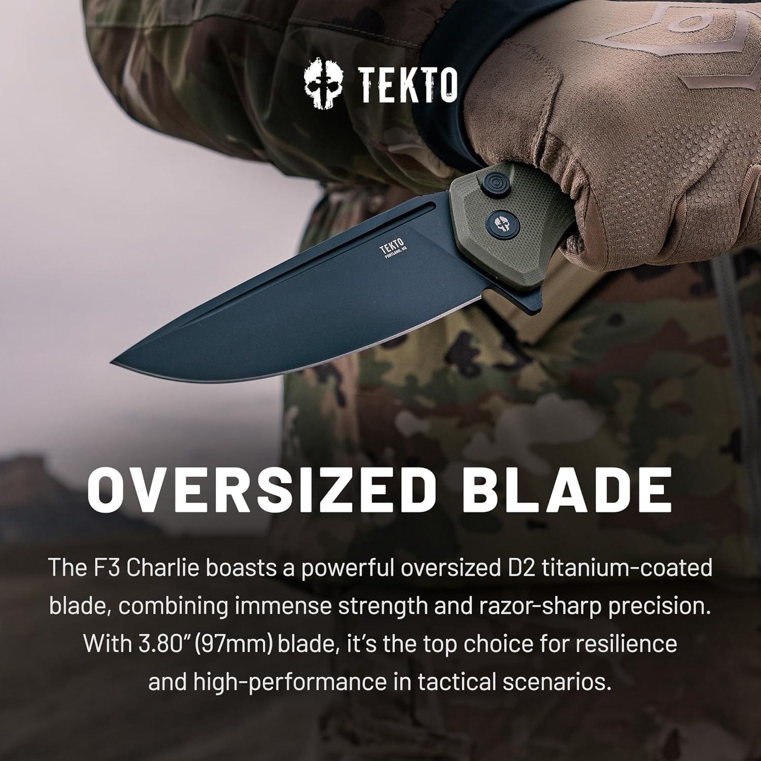 Cuchillo Plegable Tekto F3 Charlie 9" Acero D2 Verde G10