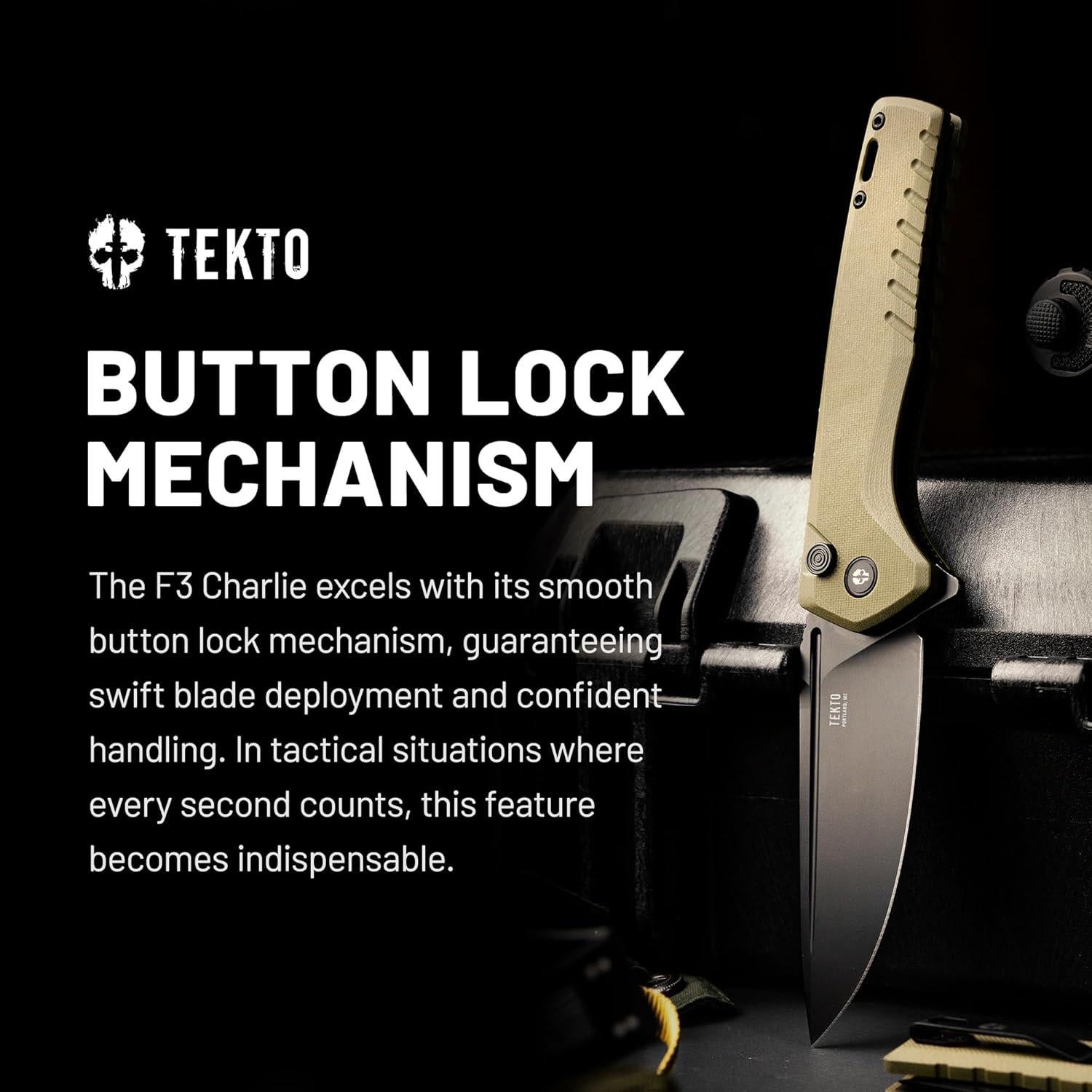 Cuchillo Plegable Tekto F3 Charlie 9" Acero D2 Verde G10