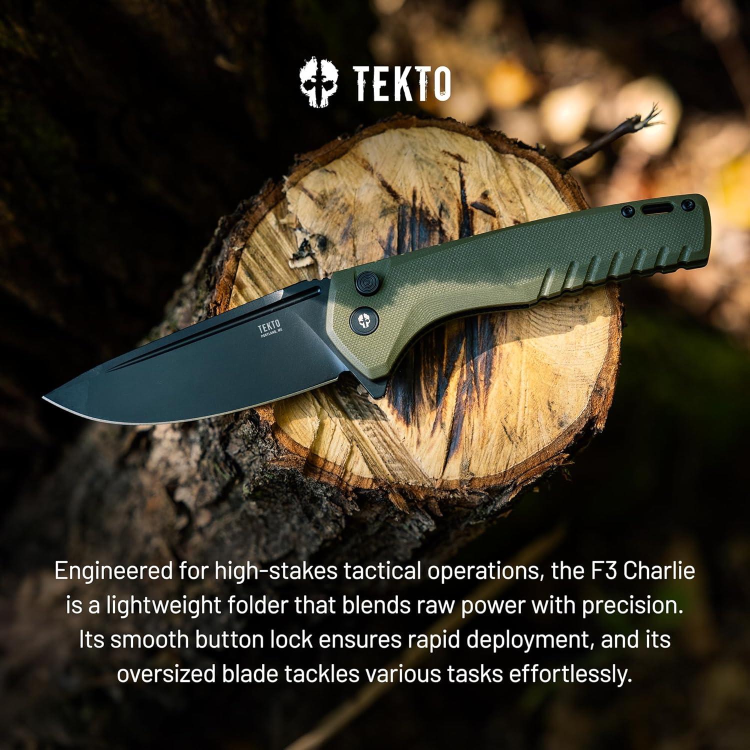 Cuchillo Plegable Tekto F3 Charlie 9" Acero D2 Verde G10