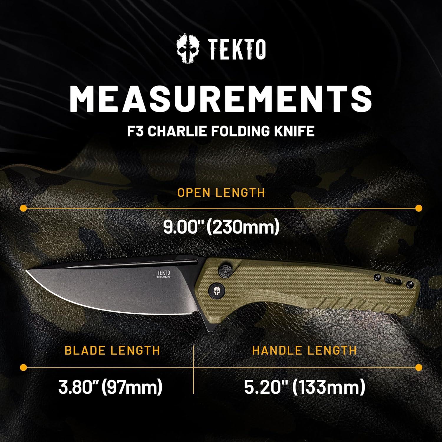 Cuchillo Plegable Tekto F3 Charlie 9" Acero D2 Verde G10