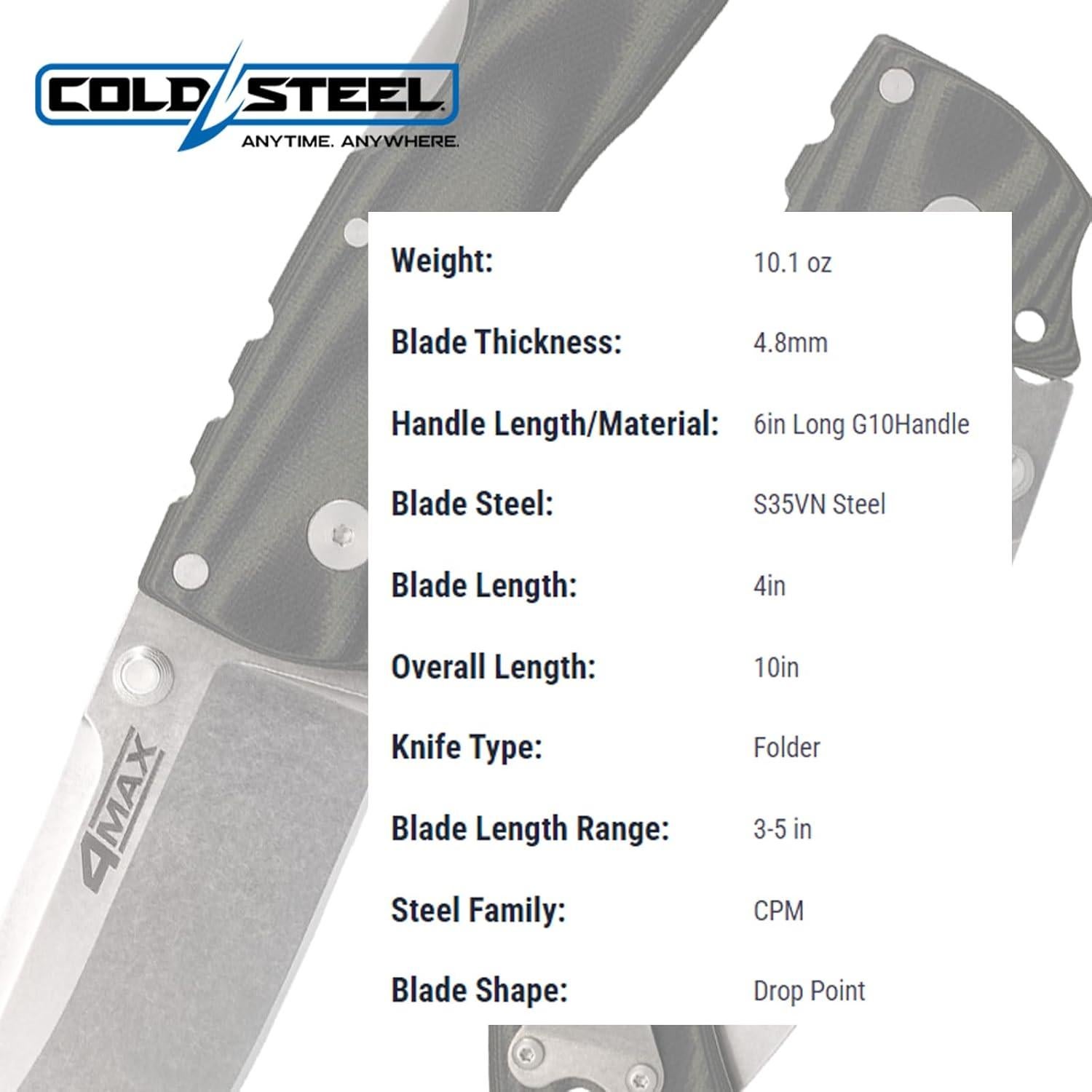 Cuchillo Plegable Cold Steel 4-Max Elite 10.16 cm S35VN