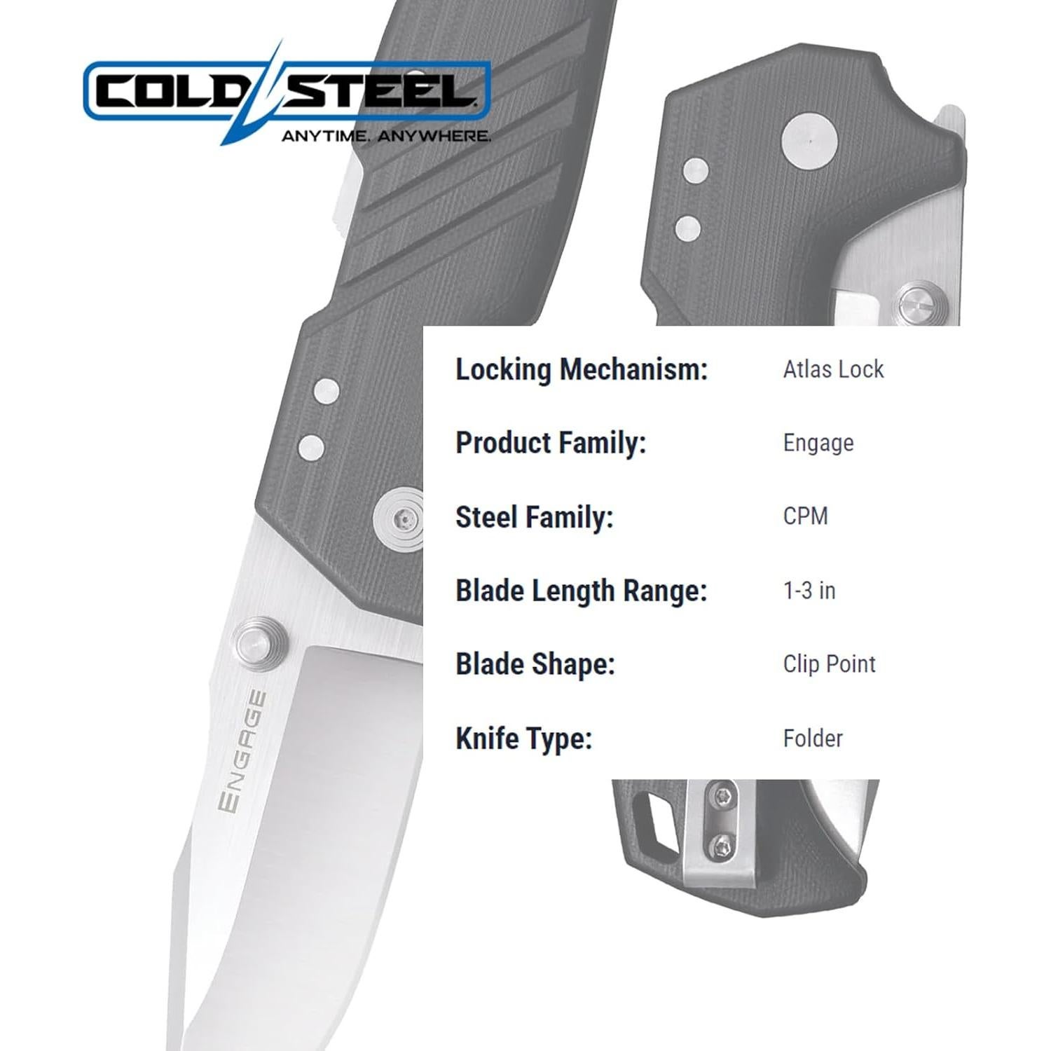 Cuchillo Plegable Cold Steel Engage 3" S35VN Mango G-10