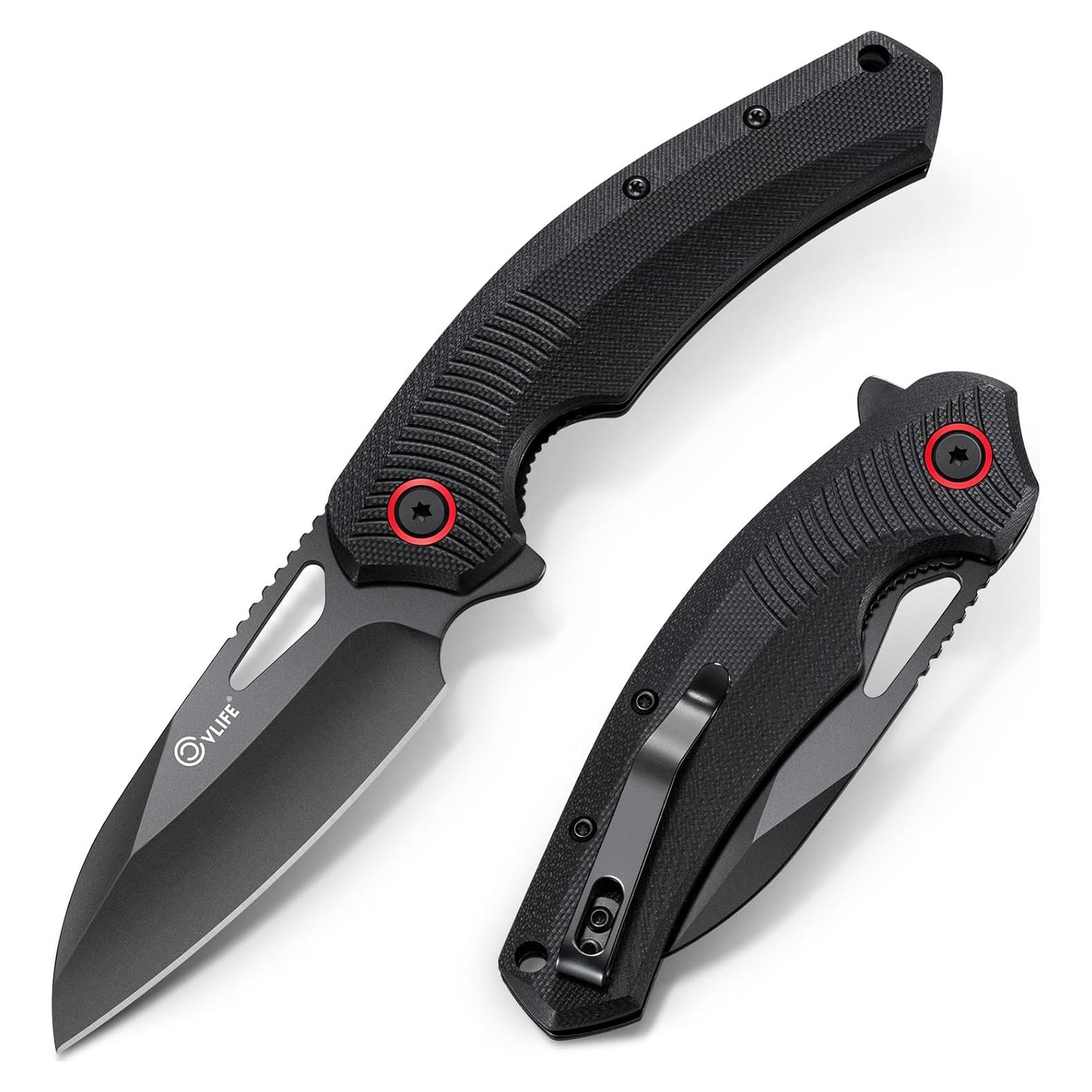 Cuchillo de bolsillo CVLIFE 19.3 cm G10 negro y rojo EDC