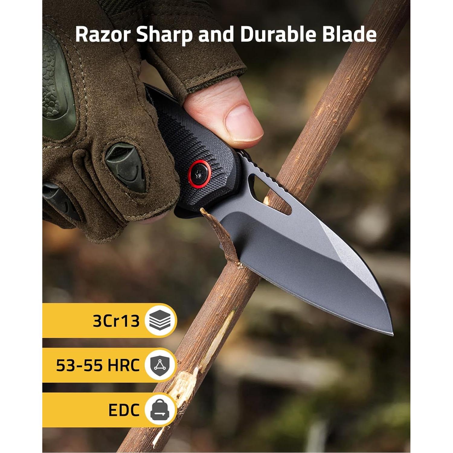 Cuchillo de bolsillo CVLIFE 19.3 cm G10 negro y rojo EDC