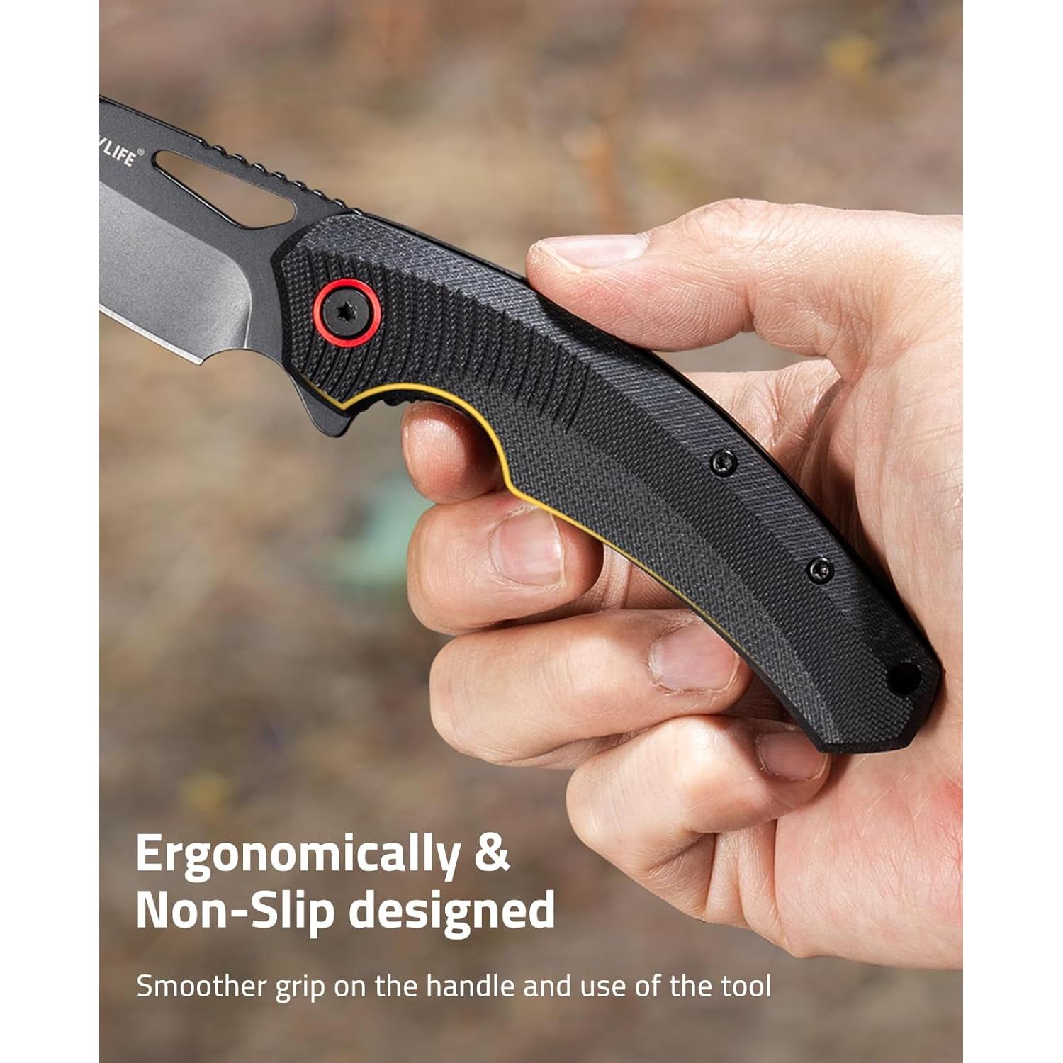 Cuchillo de bolsillo CVLIFE 19.3 cm G10 negro y rojo EDC