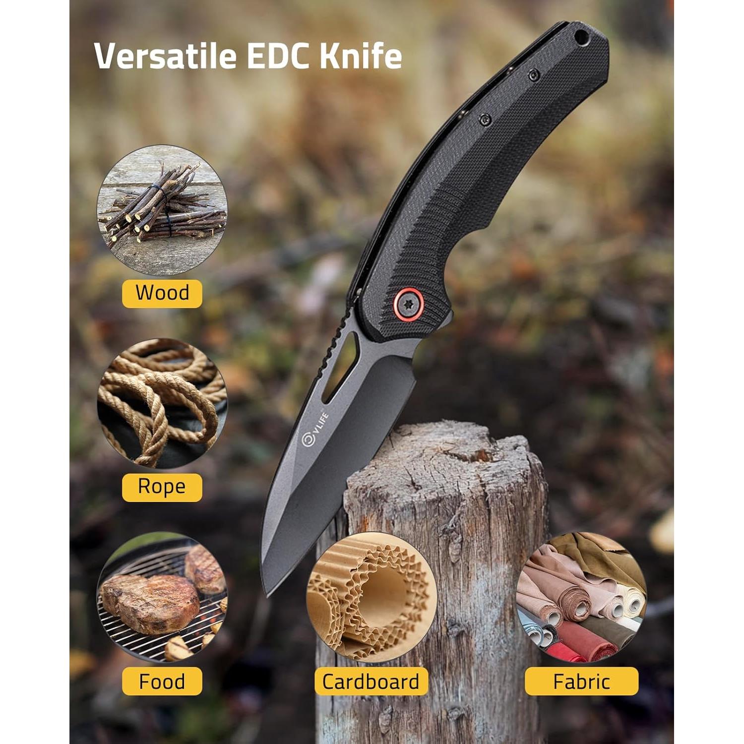 Cuchillo de bolsillo CVLIFE 19.3 cm G10 negro y rojo EDC