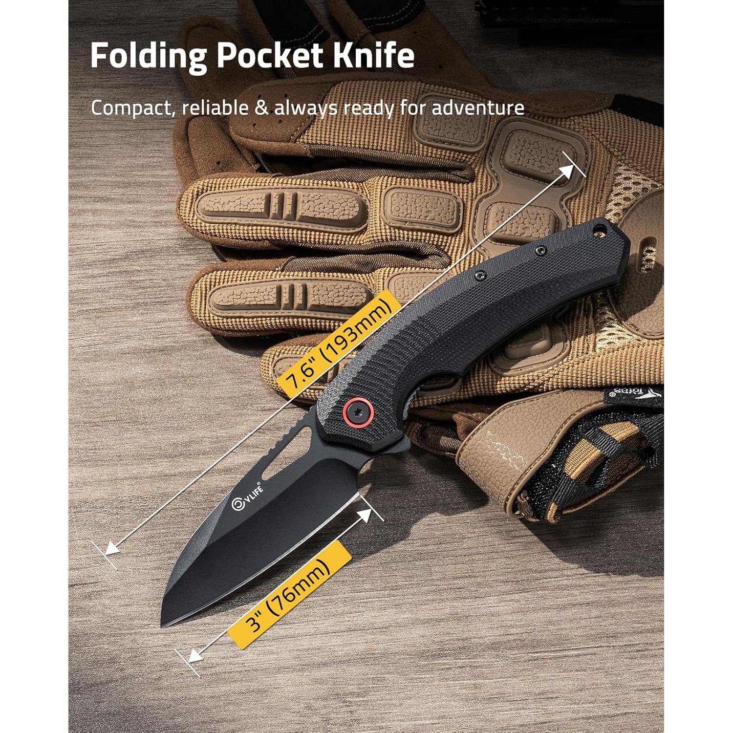 Cuchillo de bolsillo CVLIFE 19.3 cm G10 negro y rojo EDC