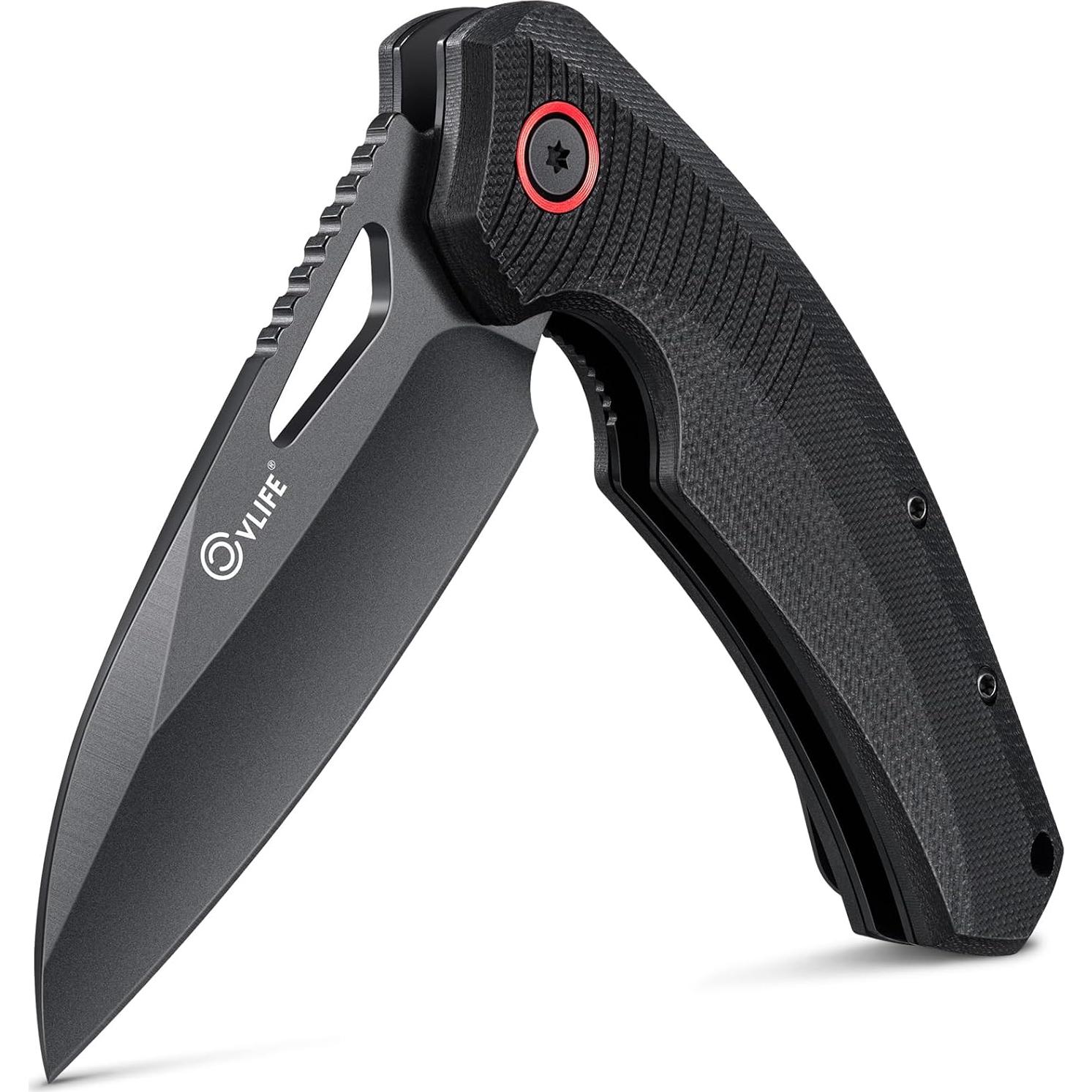 Cuchillo de bolsillo CVLIFE 19.3 cm G10 negro y rojo EDC