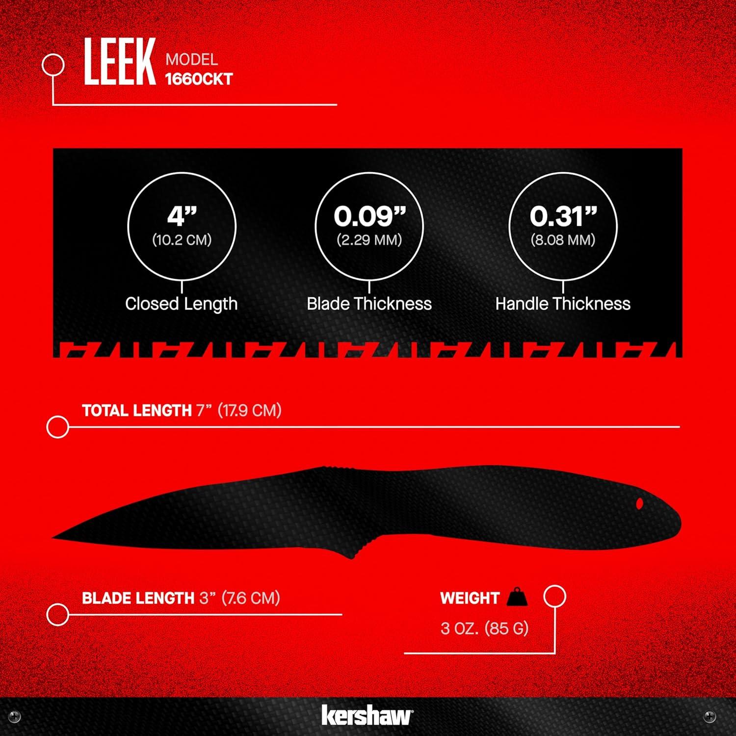 Cuchillo de bolsillo Kershaw Leek Black EDC 7.62cm acero Sandvik