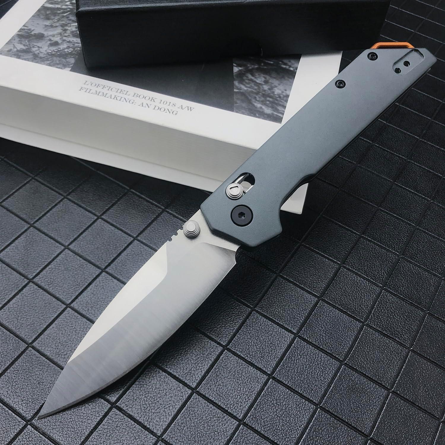 Cuchillo Plegable EDC HUAAO 20CM Acero 8Cr13Mov Aluminio Gris